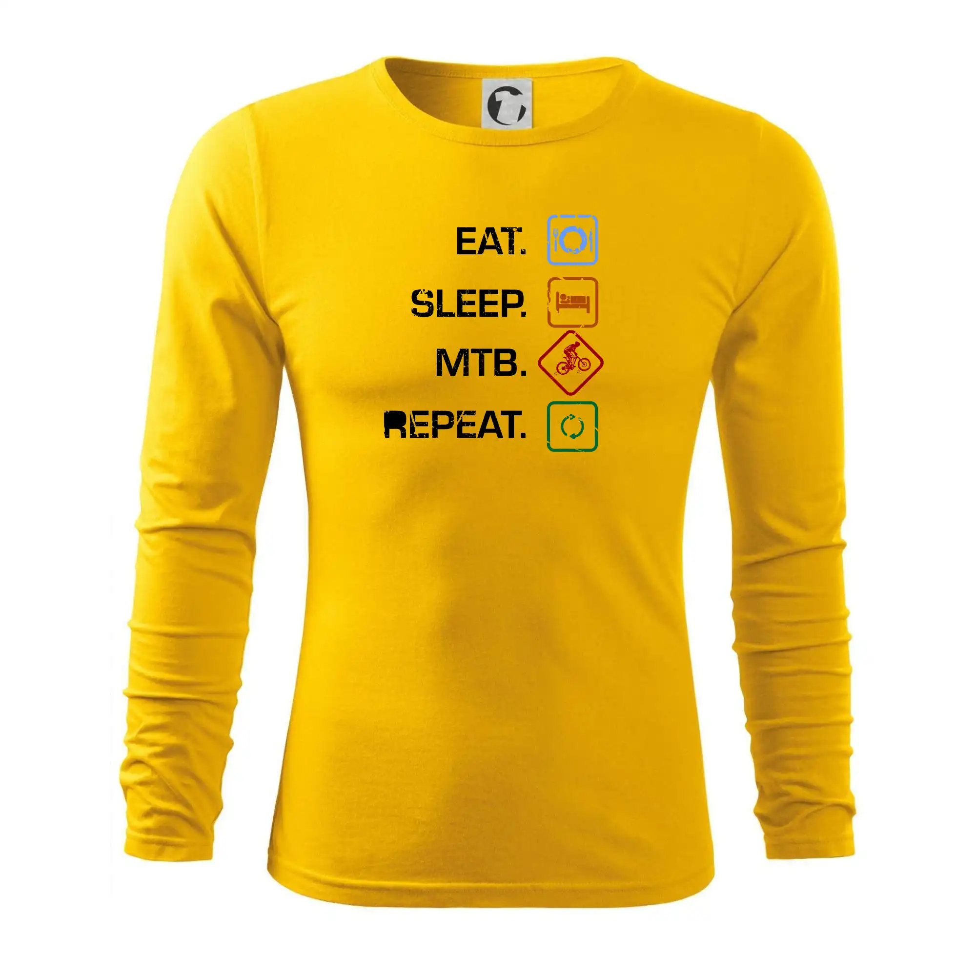 Tričko ako darček pre cyklistu - Eat sleep MTB repeat - Tričko s dlhým rukávom FIT-T long sleeve