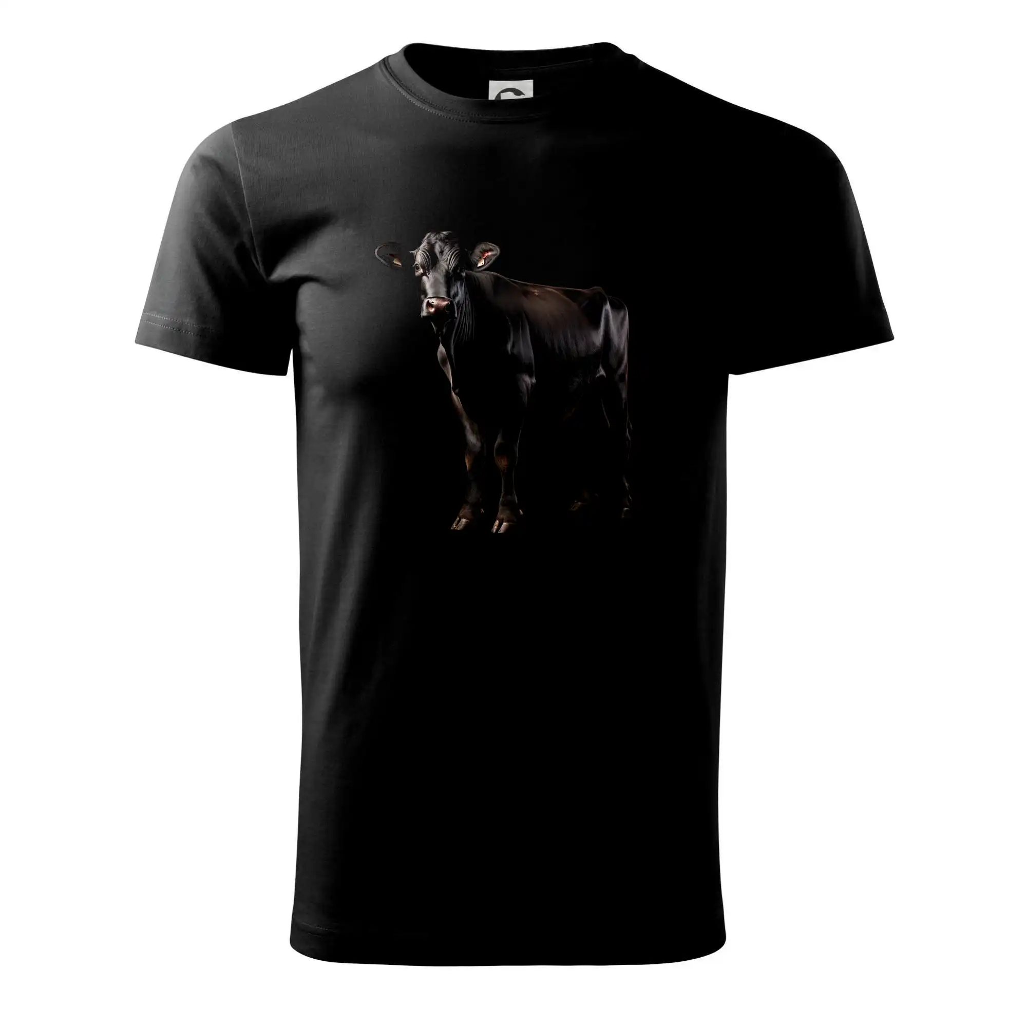 Tričká s kravou - Čierna krava čierna fotka - Tričko extra veľké  (5-8XL)