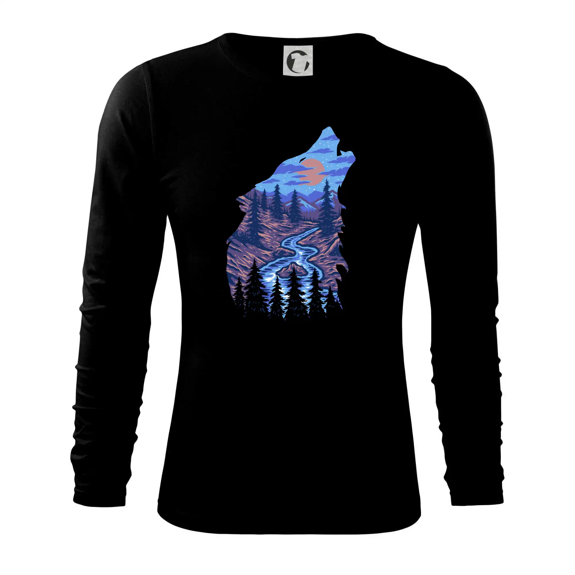 Obrys hlava vlka v noci