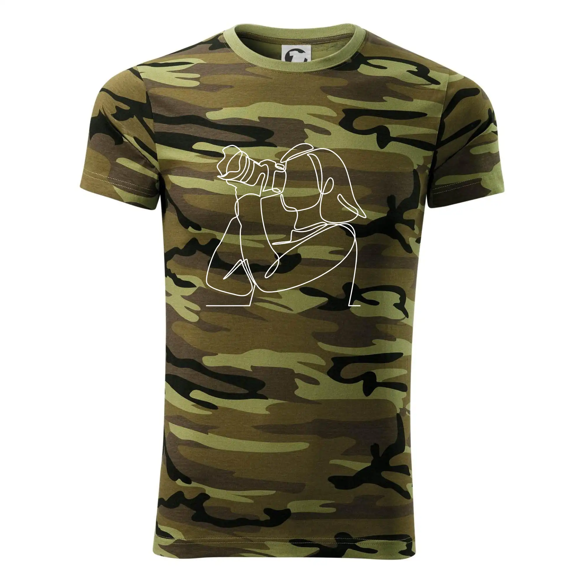 Fotografka stojící jedním tahem