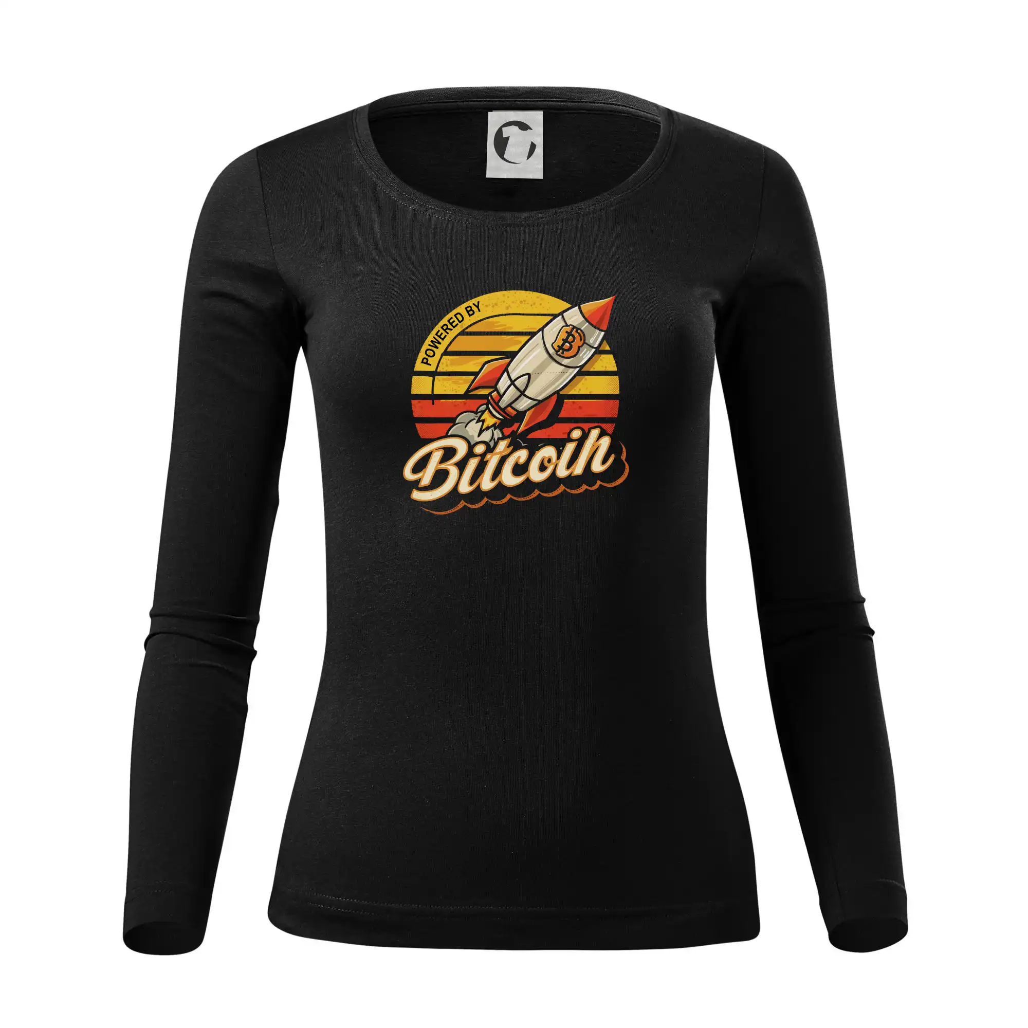 Powered by Bitcoin  bitcoin rocket - Dámske tričko FIT-T LS - zužené