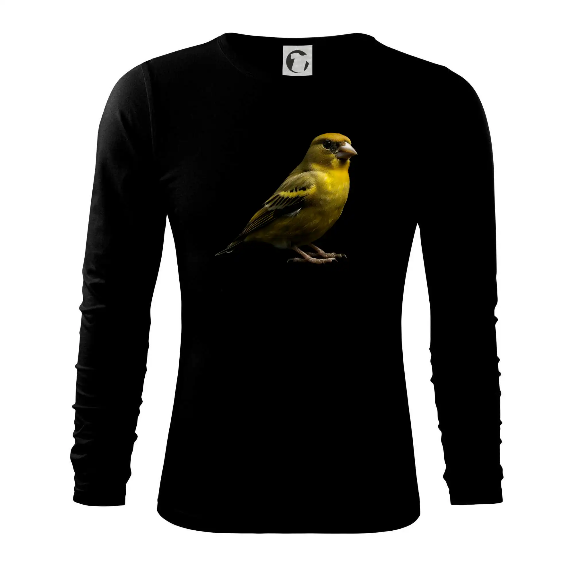 Tričko s motívmi vtákov - Zvonček zelený čierna fotka - Tričko s dlhým rukávom FIT-T long sleeve