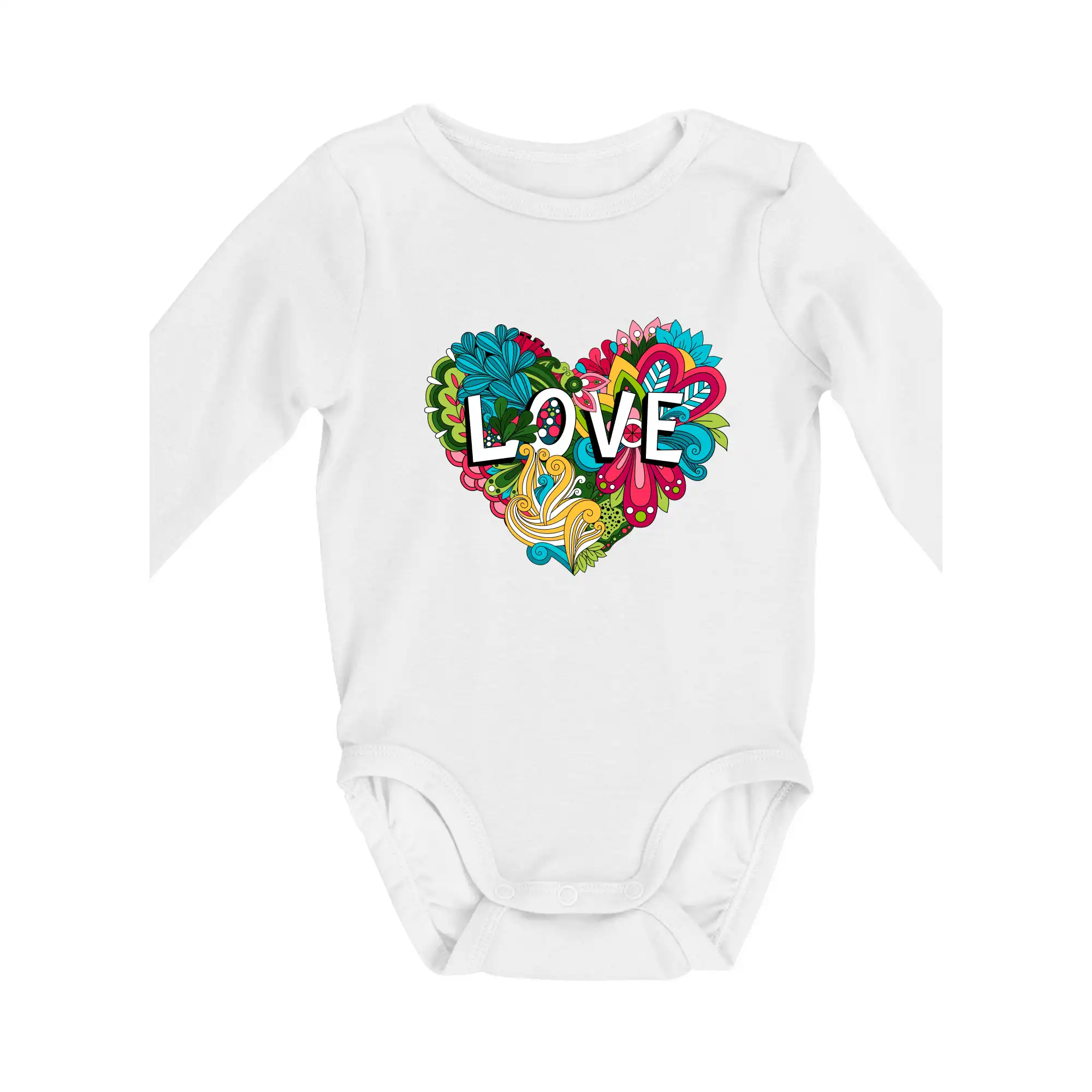 Tričká pre zamilovaných - Love nápis květovaný - Body dojčenské s dlhým rukávom