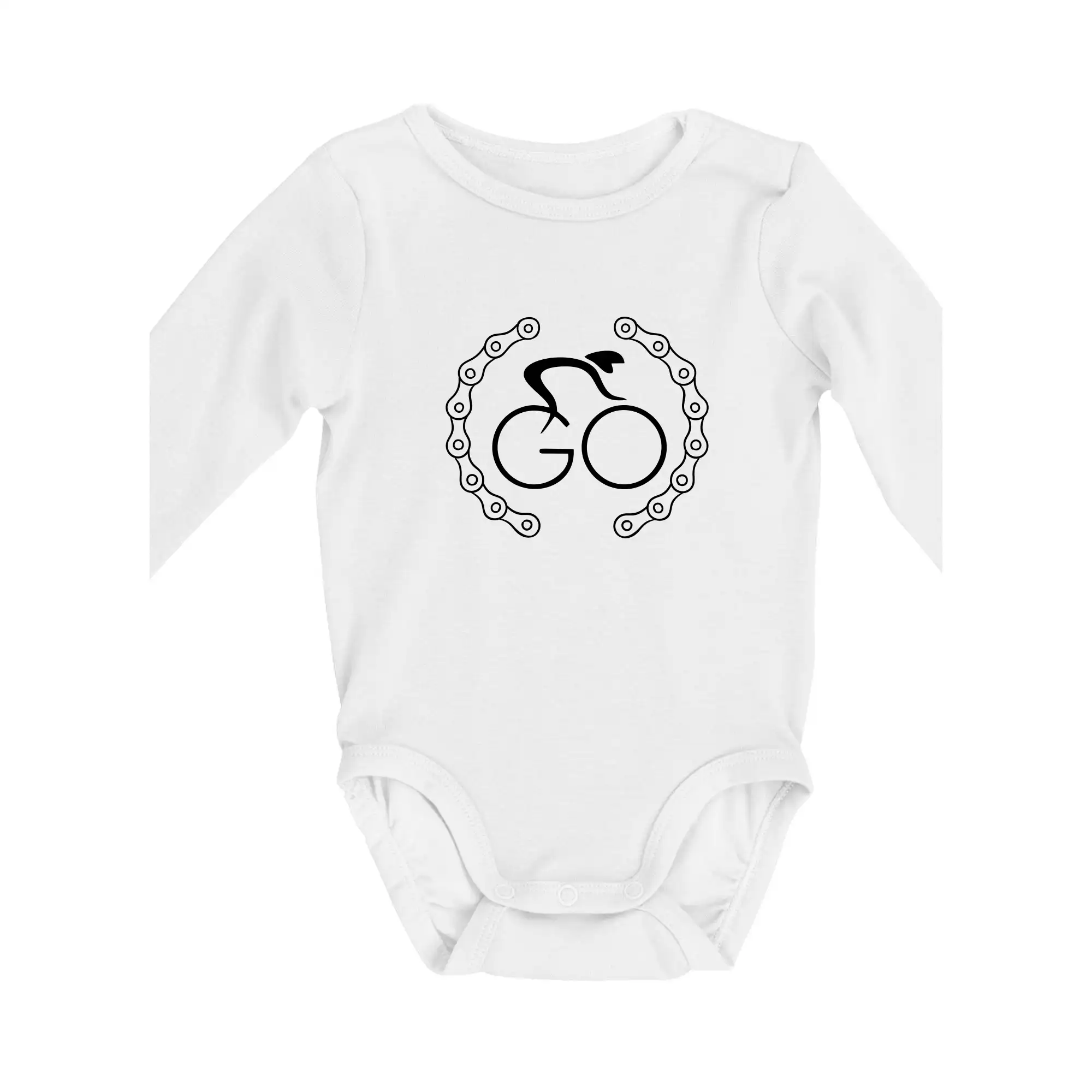 Tričko ako darček pre cyklistu - Logo cyklistu a reťaz - Body dojčenské s dlhým rukávom