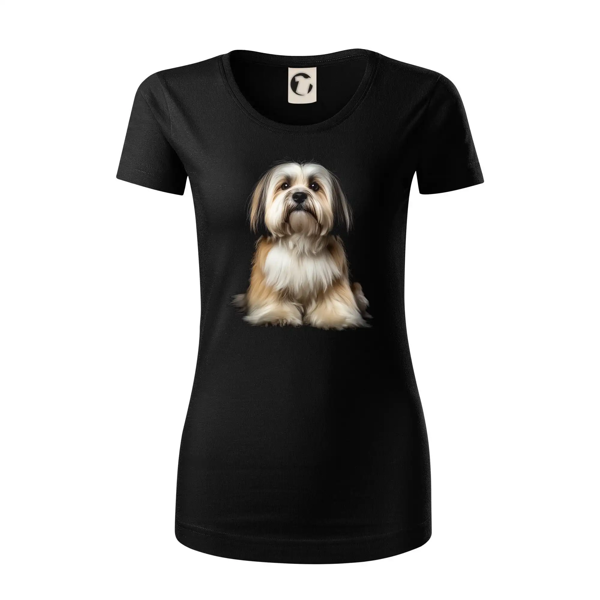 Ostatné psie plemená - Lhasa Apso čierna fotka - Dámske tričko z organickej bavlny Origin (GOTS)