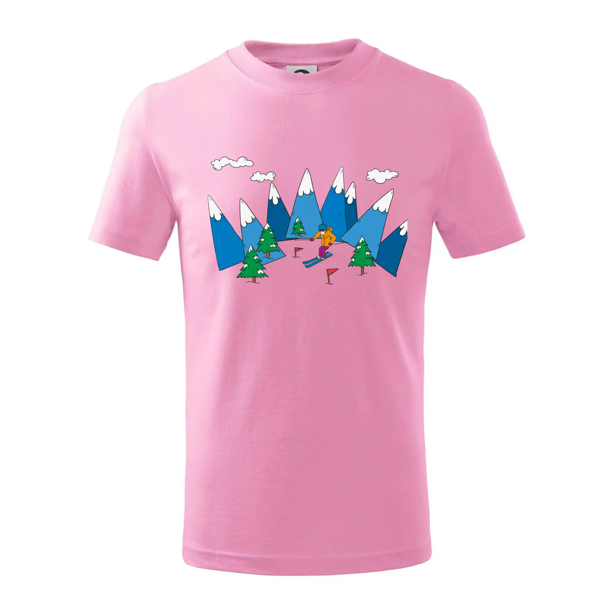 Lyžař a barevné hory