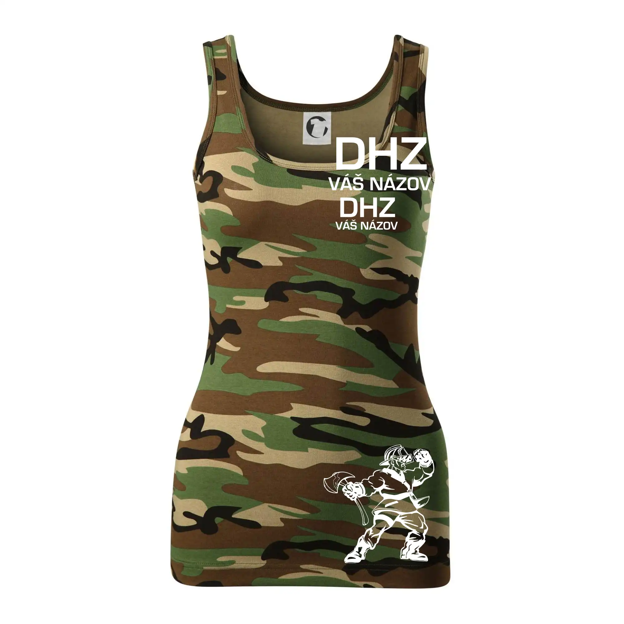 Originálne tričká pre hasičov - DHZ postava - vlastný názov - Maskáčové tielko