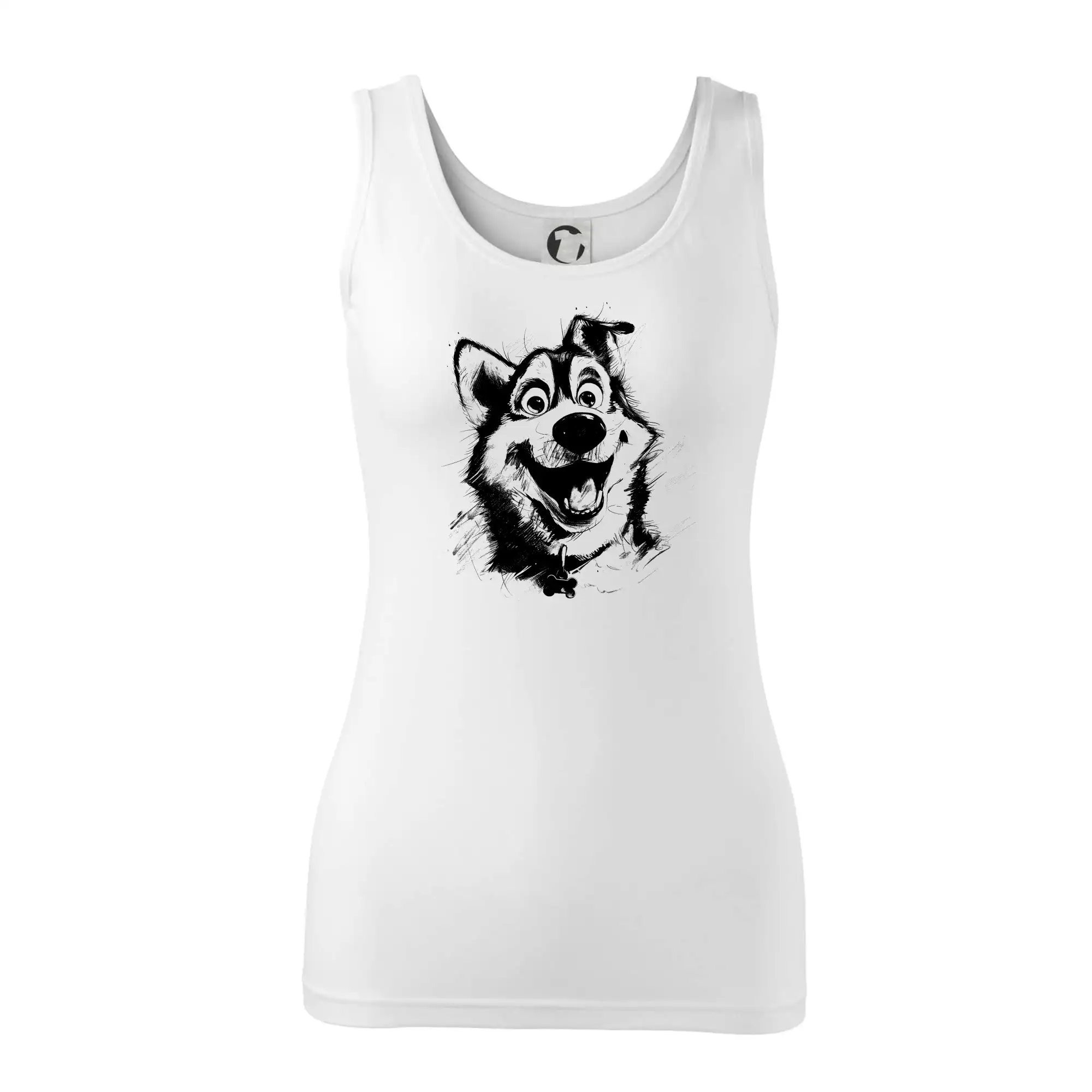 Černobílá karikatura husky