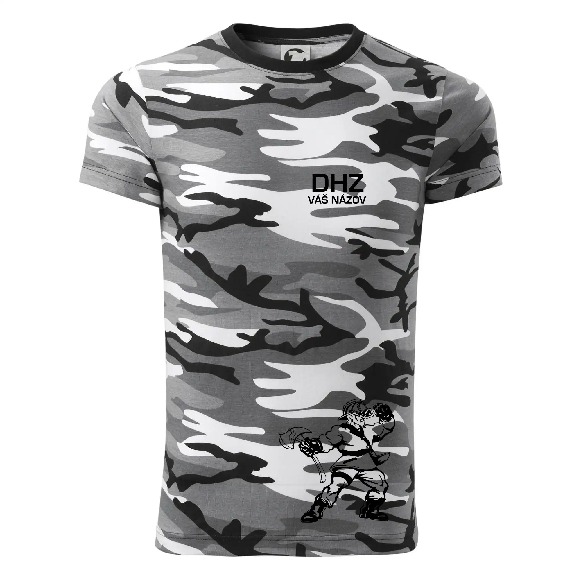 Originálne tričká pre hasičov - DHZ postava - vlastný názov - Army CAMOUFLAGE