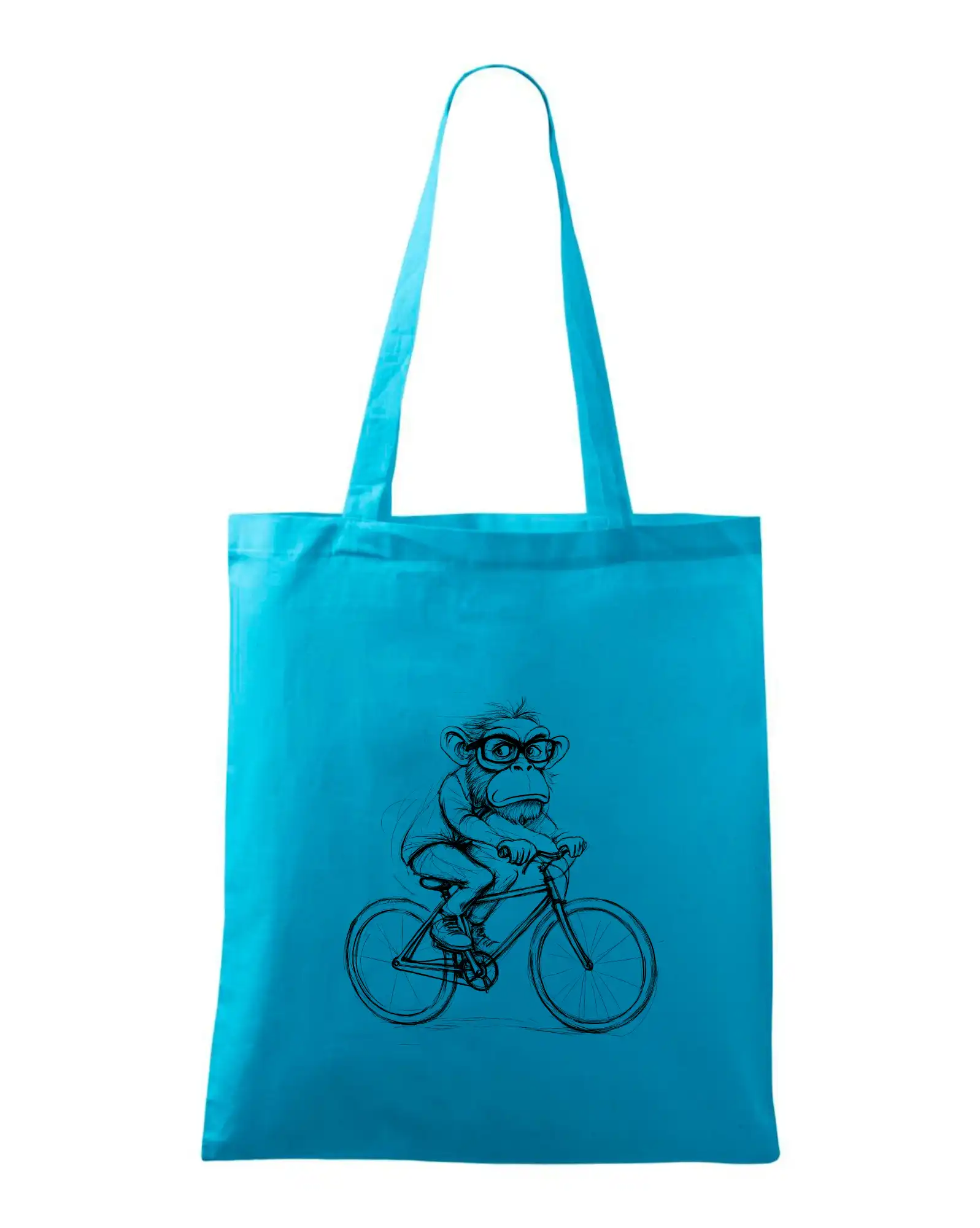 Tričko ako darček pre cyklistu - Opice s okuliarmi na bicykli - Taška bavlnená