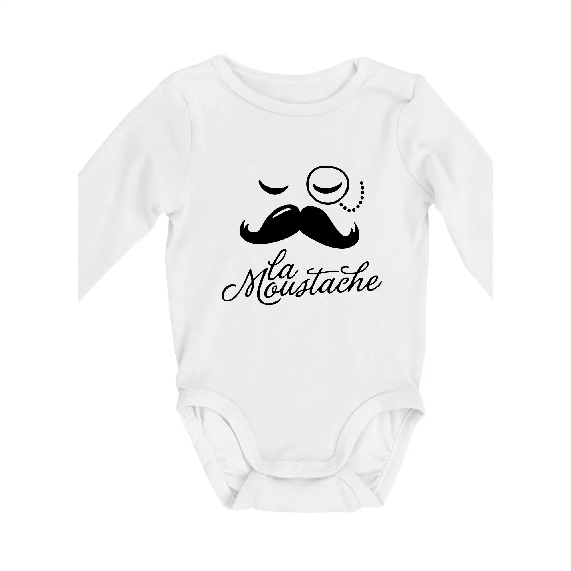 Tričká s fúzikmi - La Mustache - Body dojčenské s dlhým rukávom