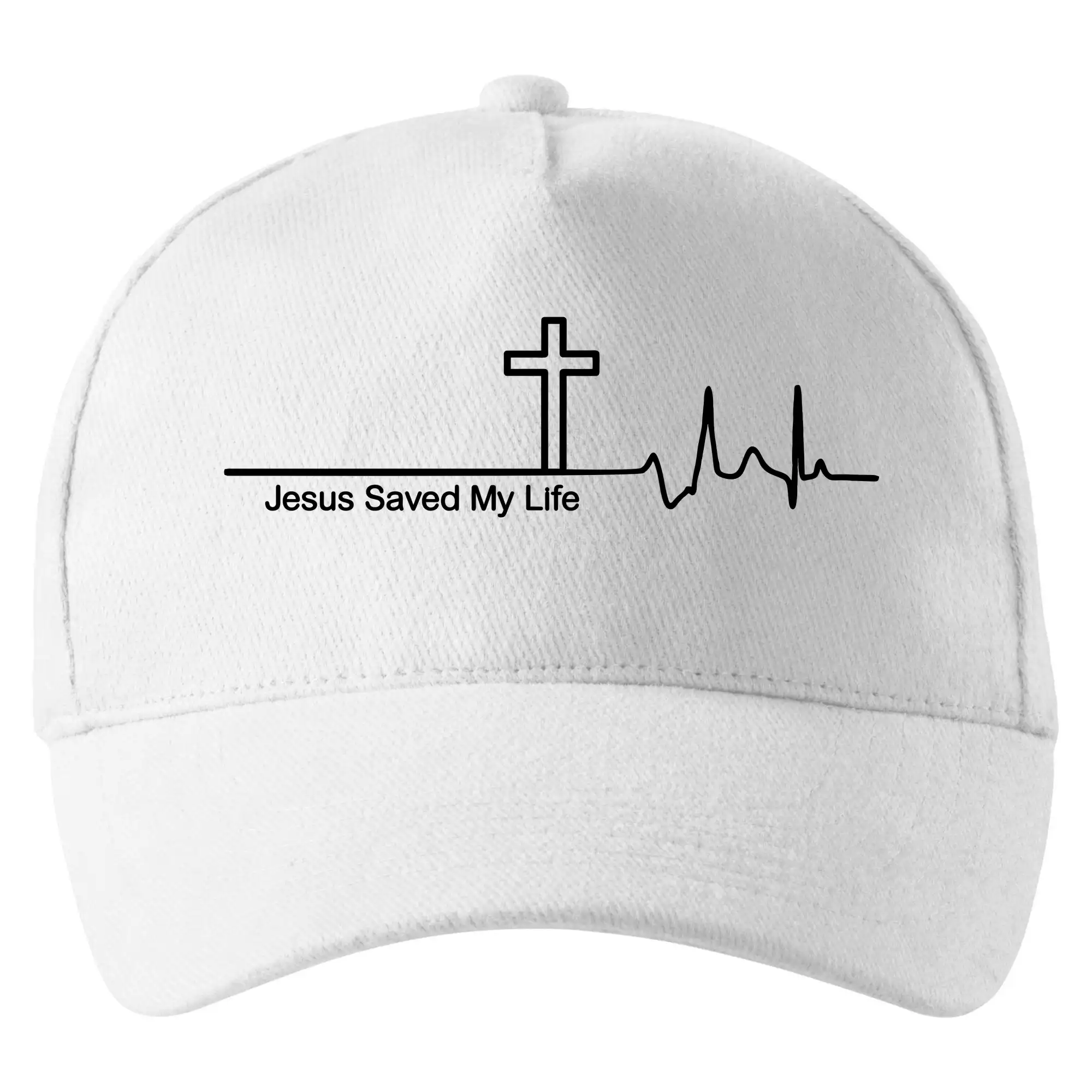 Jesus Saved My Life kríž ekg - Šiltovka so zahnutým šiltom a mosaznou sponou