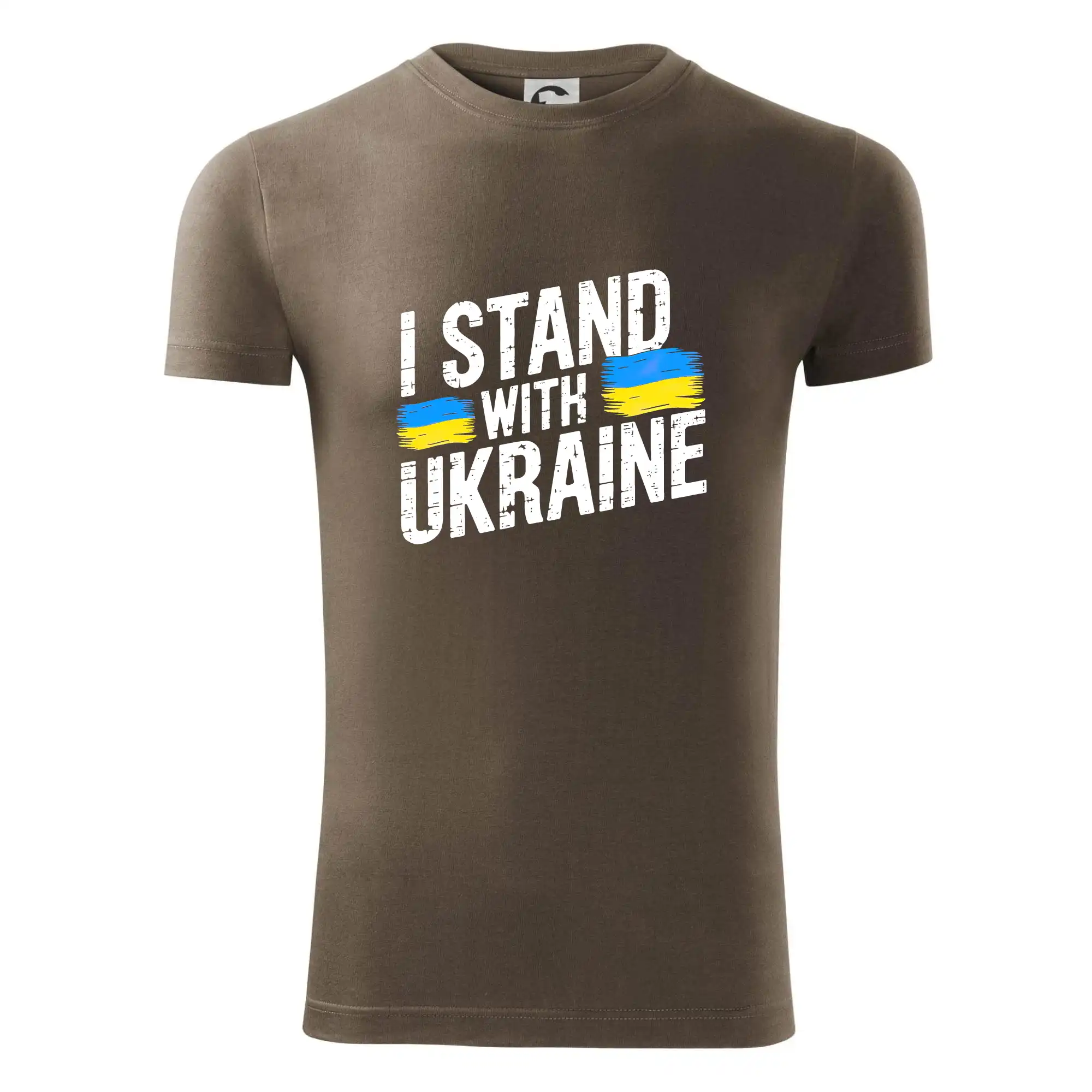 Tričká s vlajkou ukrajiny - I stand with ukraine tlačiaci nápis - Viper FIT - Pánske zúžené tričko