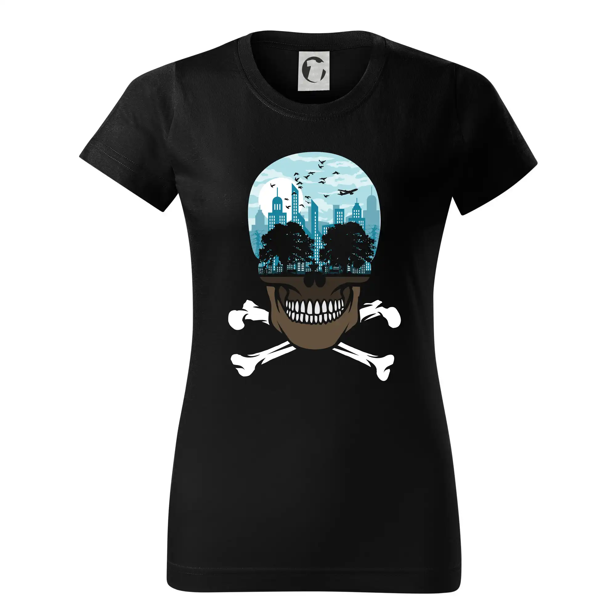 Grafické tričká - Death City skull - Dámske tričko basic - ľahko voľnejšie a dlhšie