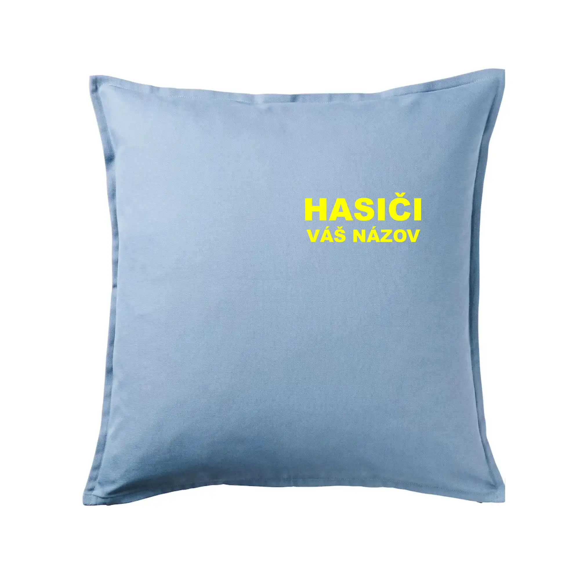 Originálne tričká pre hasičov - Hasiči - žltý nápis - váš názov zboru - Vankúš 50x50