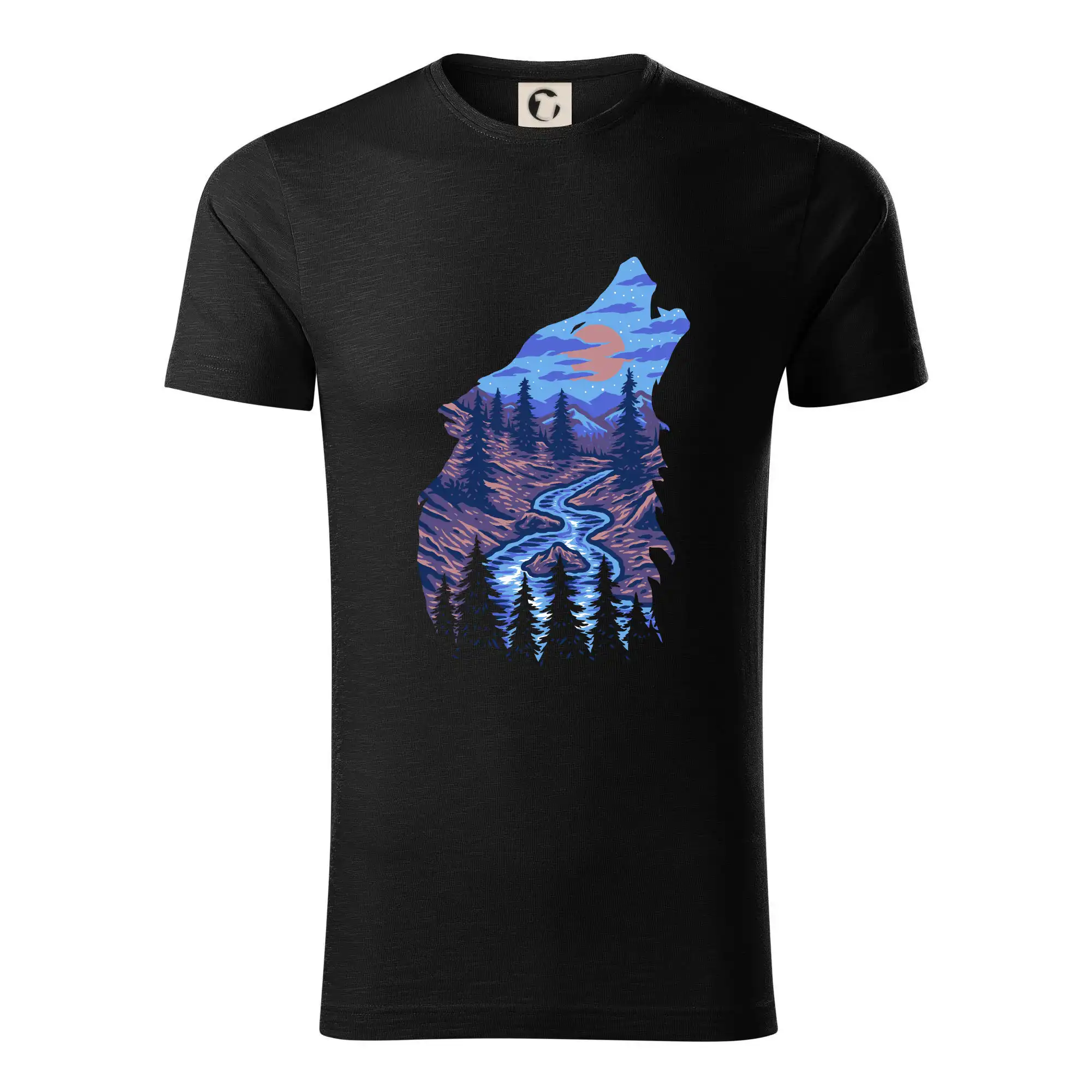 Tričká s vlkom - Obrys hlava vlka v noci - Tričko z organickej bavlny