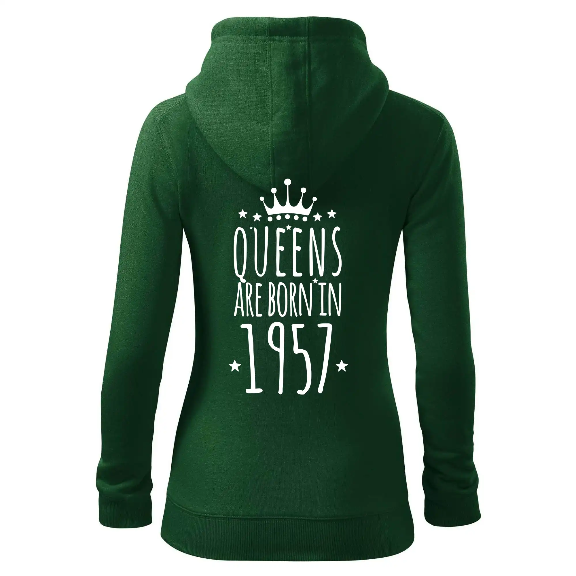 Trička s ročníkom 1957 - Queens are born in 1957 - Mikina dámska trendy zipper s kapucňou