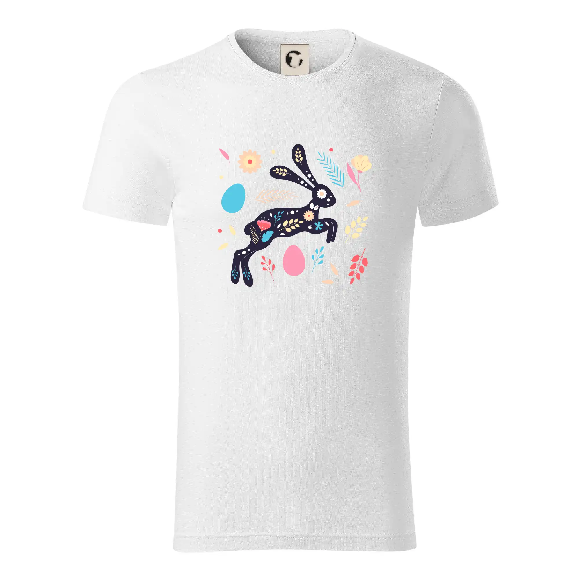 Veľkonočné tričká - Veľkonočný zajačik kvety - Tričko z organickej bavlny