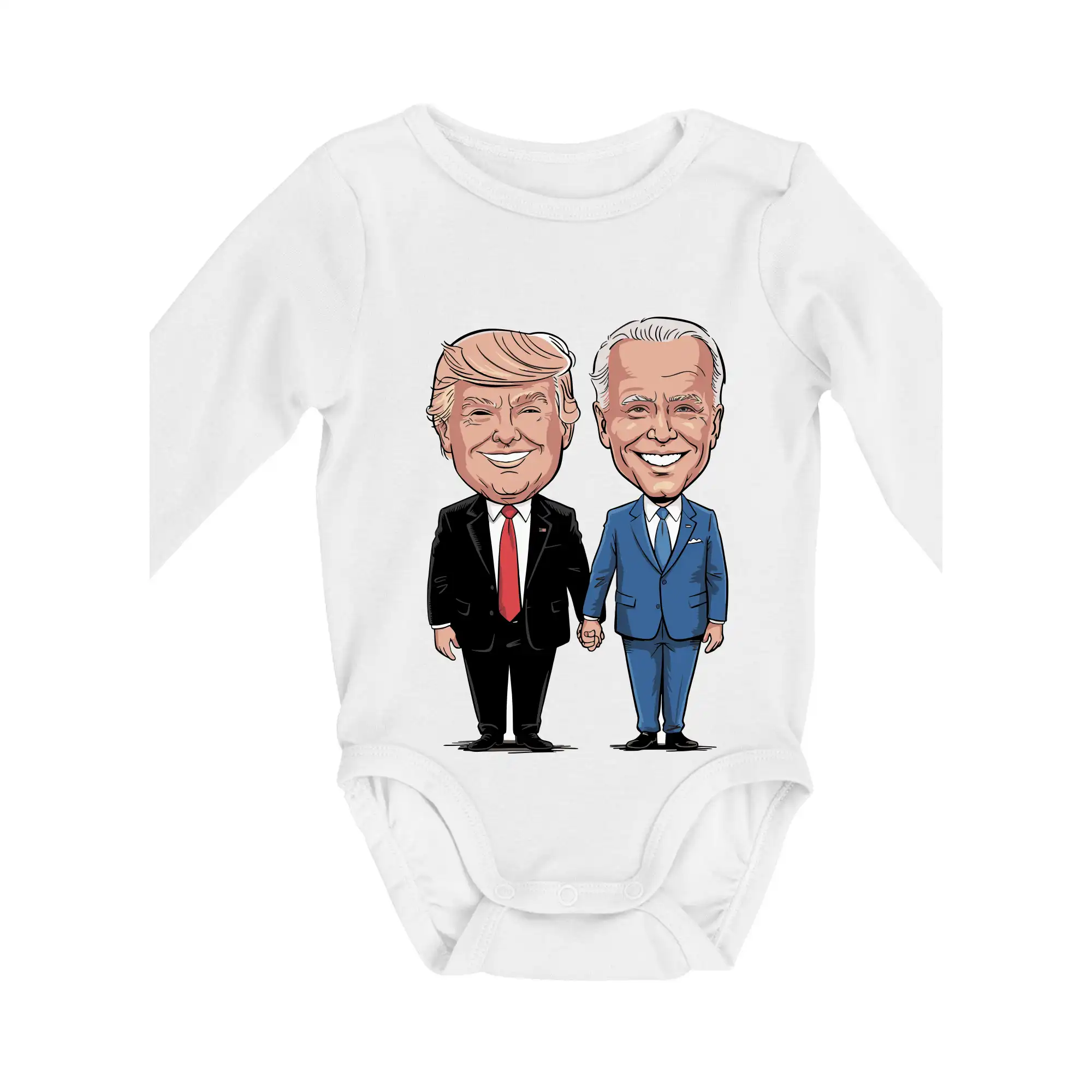 Politické tričká - Trump a Biden - veľký kamaráti - Body dojčenské s dlhým rukávom