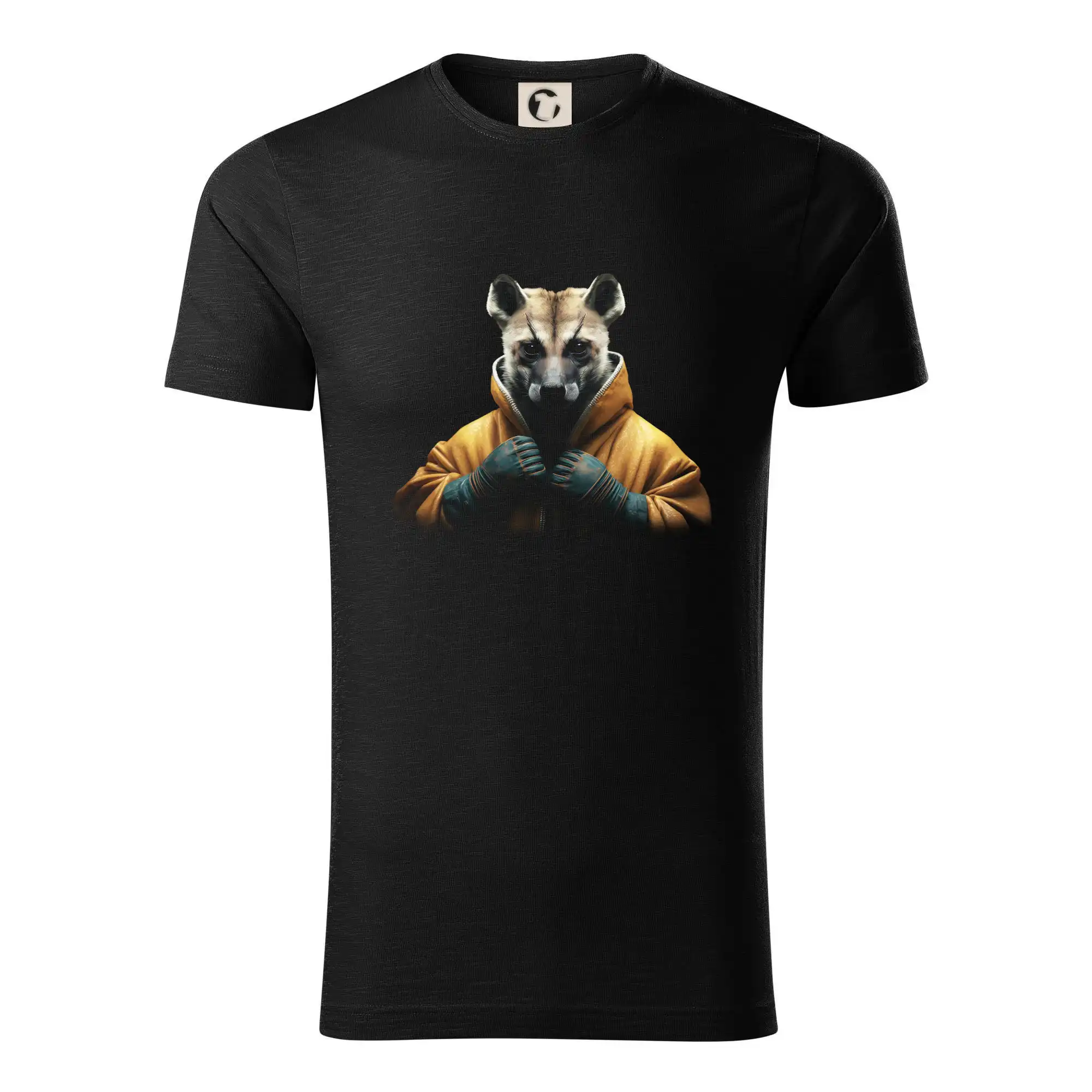 Tričká so zvieratami - Hyena v bundě - Tričko z organickej bavlny