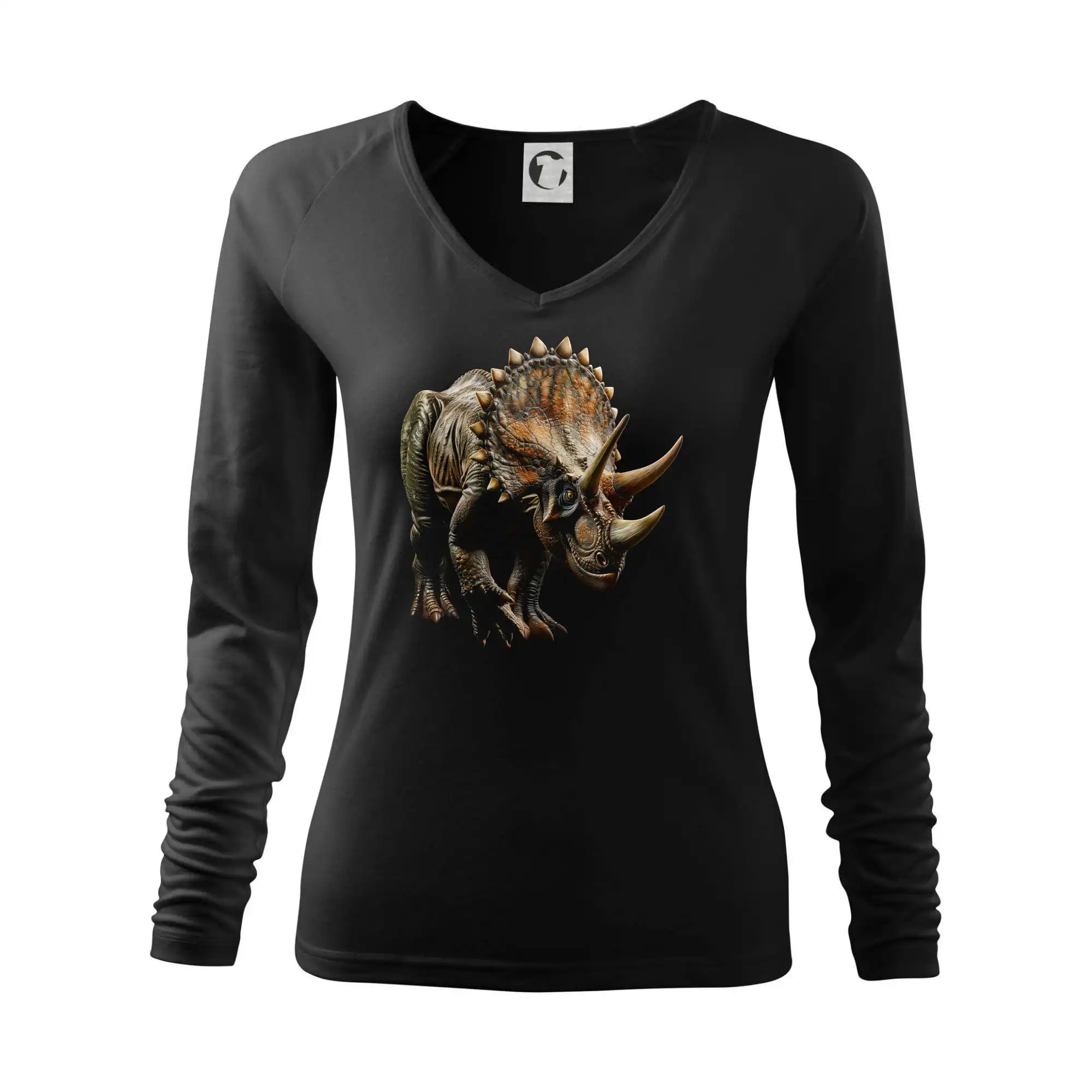Tričká so zvieratami - Triceratops z boku čierna fotka - Tričko dámske Elegance
