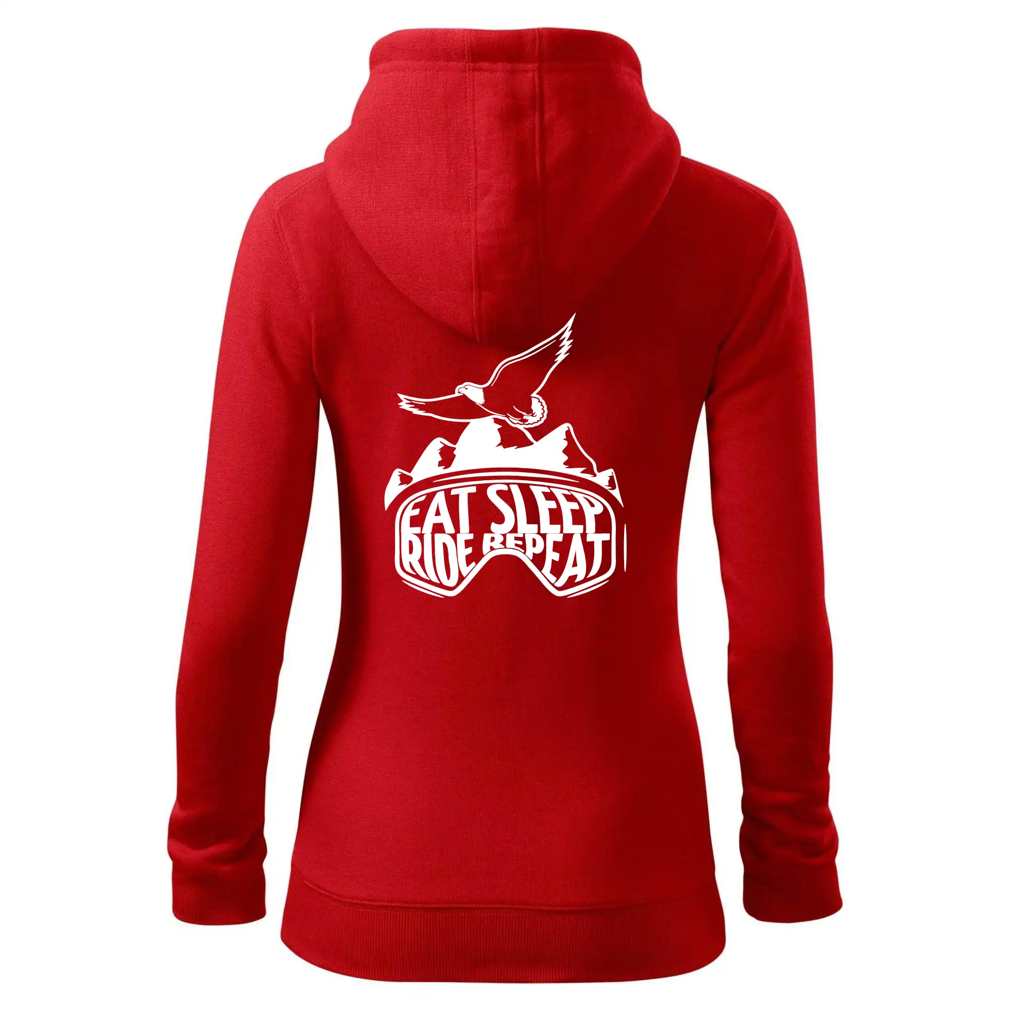 Lyže a Snowboard - Eat sleep ride repeat - hory - Mikina dámska trendy zipper s kapucňou