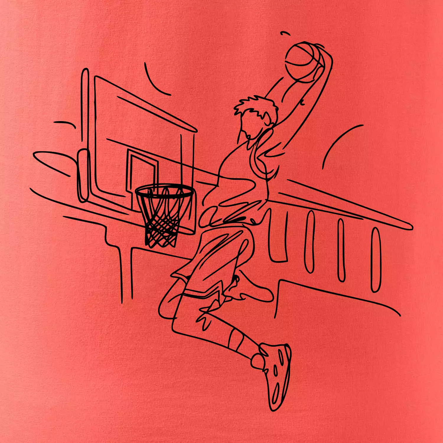 Basketbalista jedním tahem - výskok