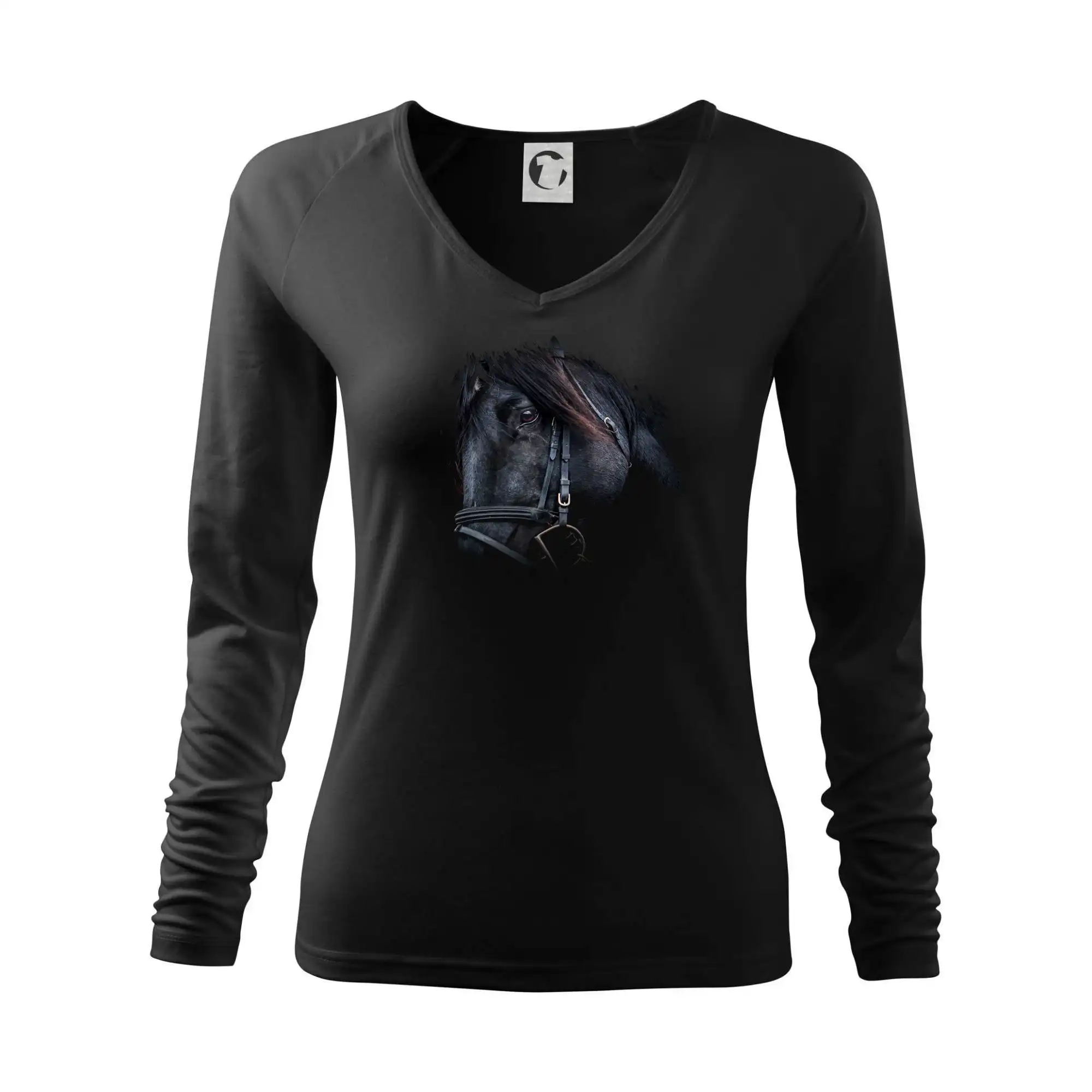 Tričká s koňmi - Kôň black - Tričko dámske Elegance