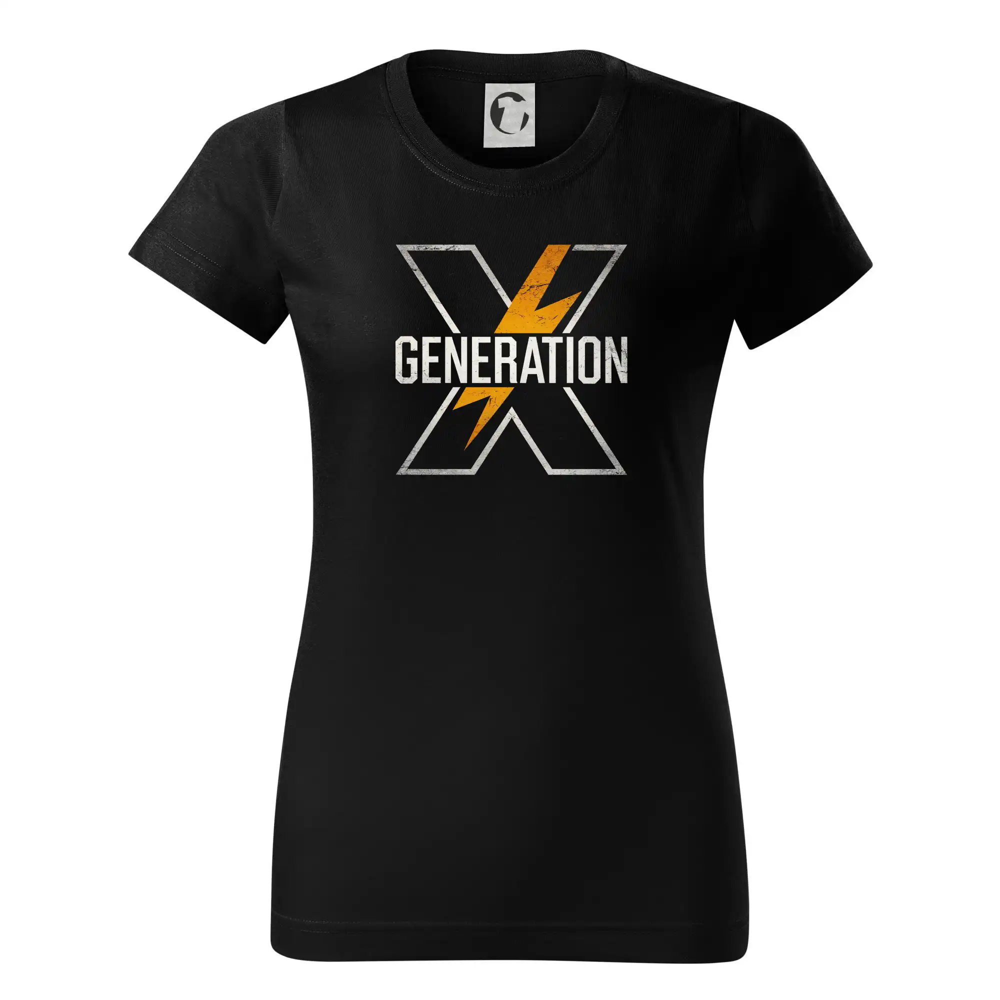 Tričká s motívmi ktoré frčia na internete - Generace X (Gen X) - Oranžové X - Dámske tričko basic - ľahko voľnejšie a dlhšie