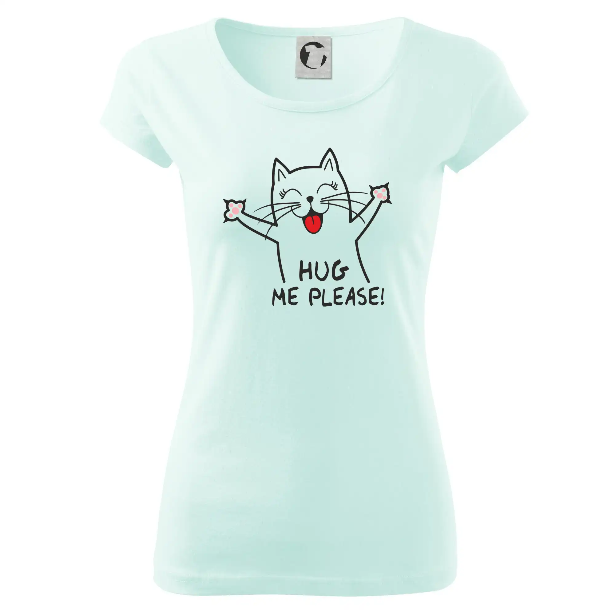 Vtipná tričká s mačkou - Mačka hug me please - Dámske tričko Pure