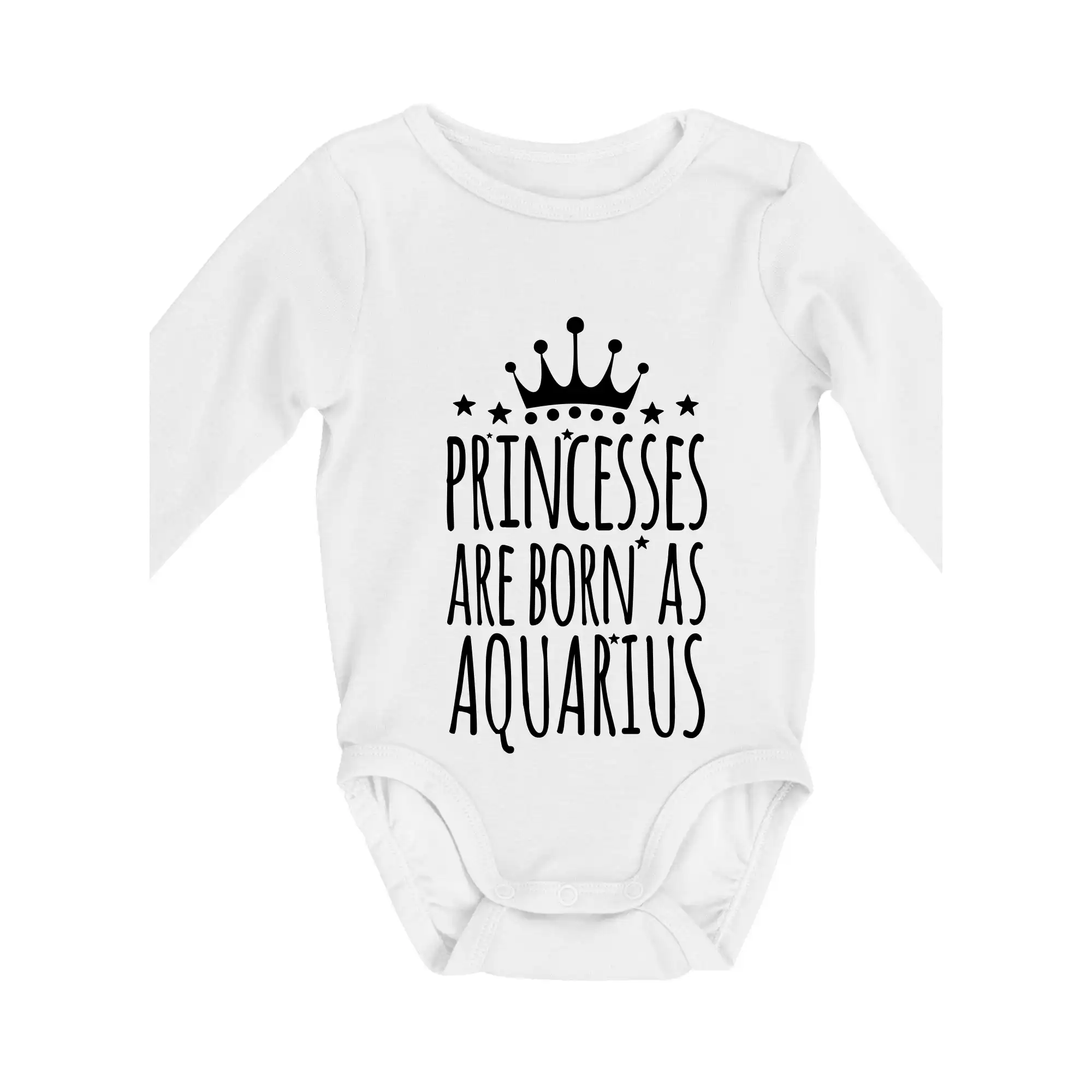 Tričká vodnár - Princesses are born as Aquarius - Vodnár - Body dojčenské s dlhým rukávom