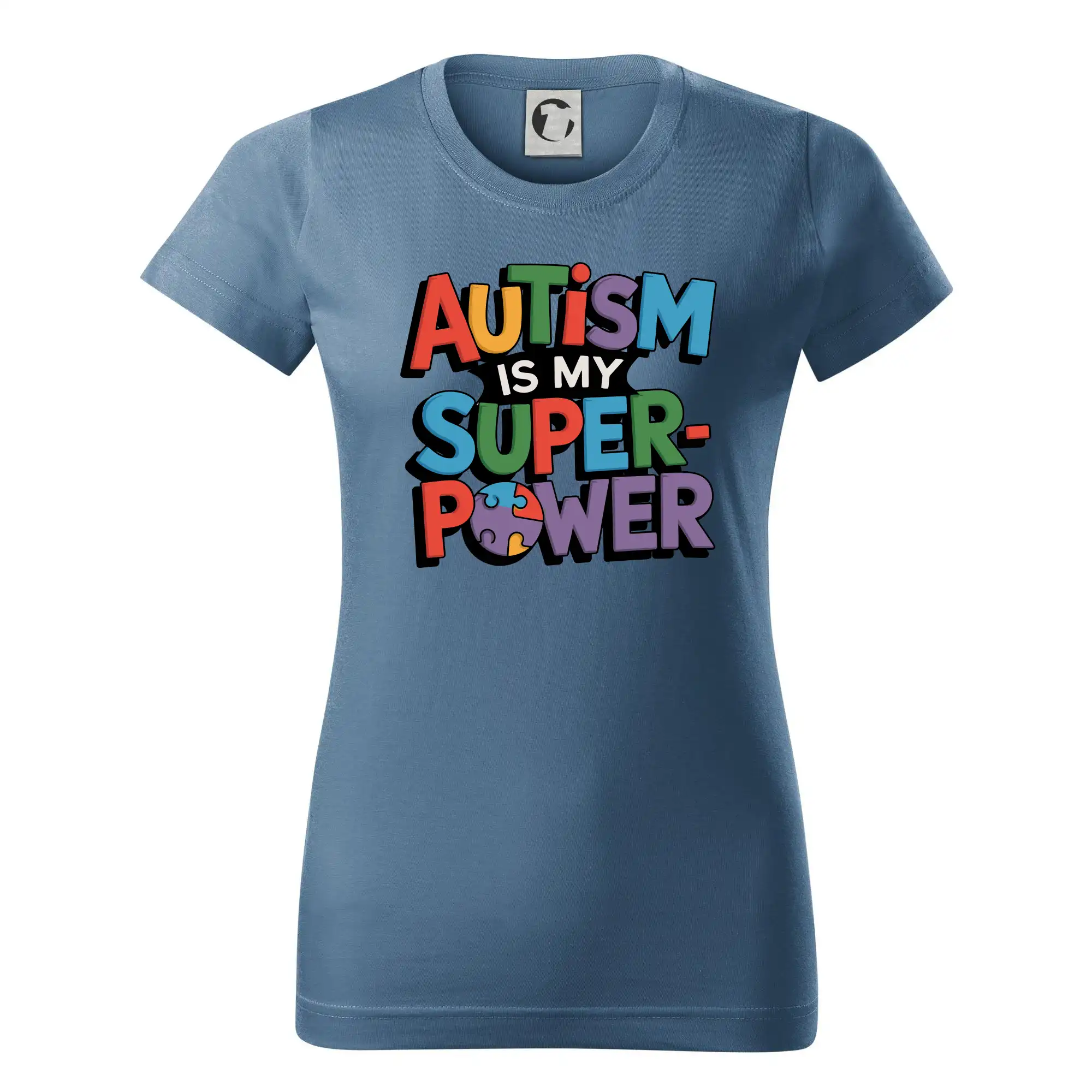 Tričká a mikiny pre autistov - Autism is my superpower barevný - Dámske tričko basic - ľahko voľnejšie a dlhšie