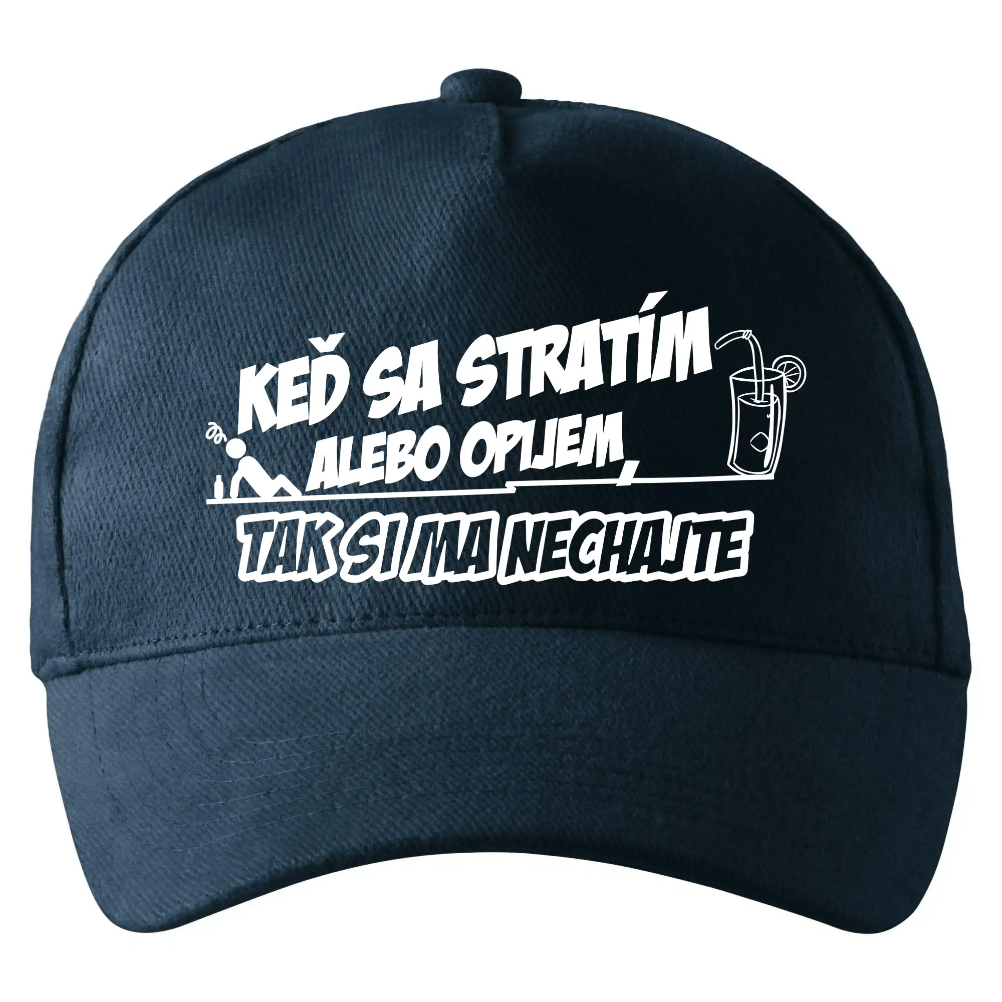 Tričká na párty - Keď sa stratím alebo opijem, tak si ma nechajte - Šiltovka so zahnutým šiltom a mosaznou sponou