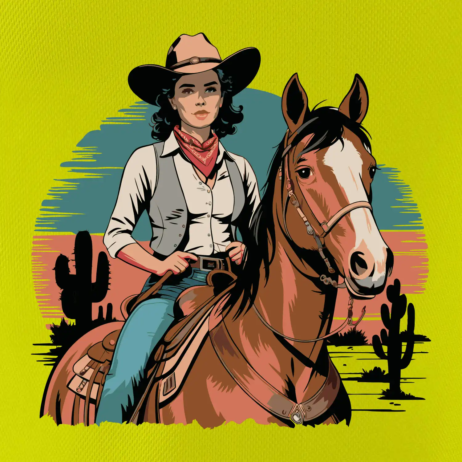 Cowgirl vintage na koni