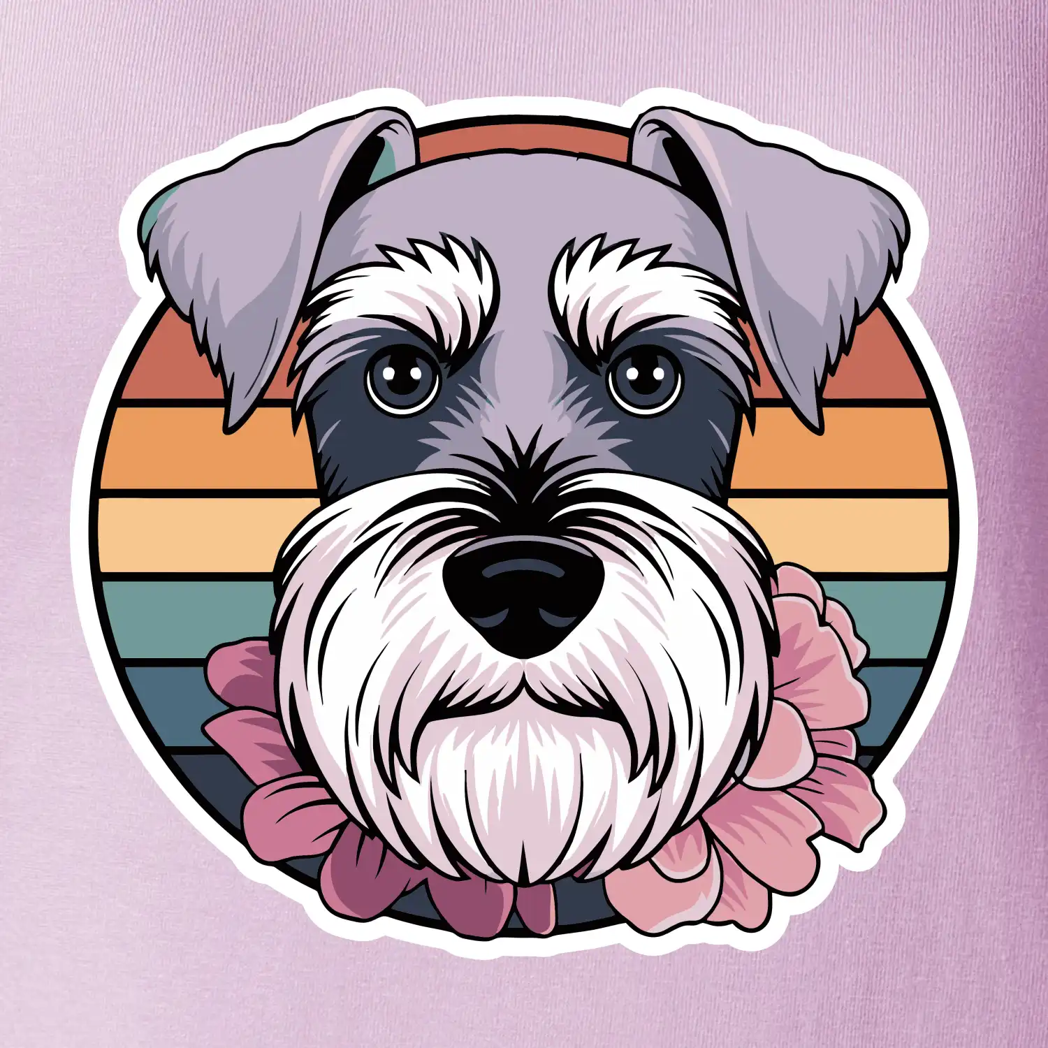 Knírač - fenka a květiny