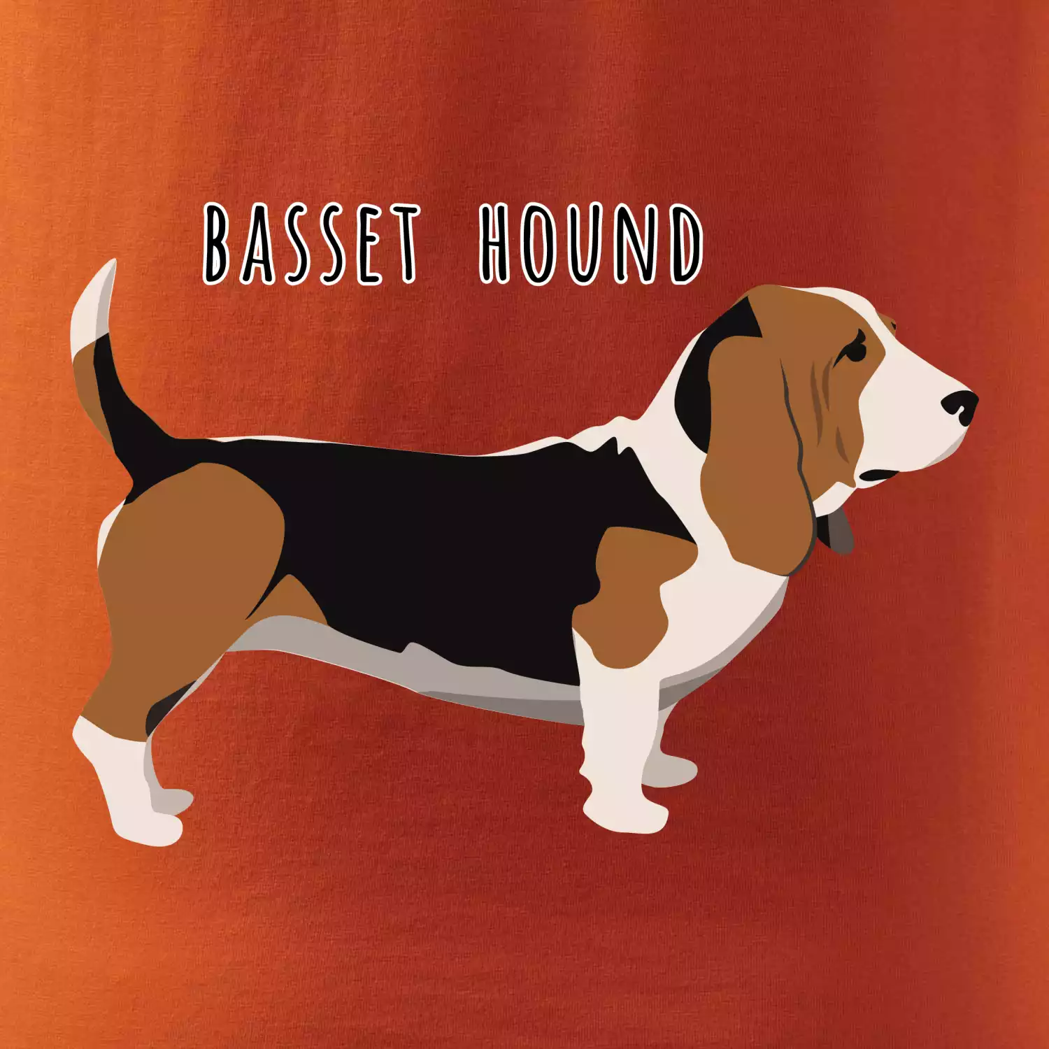 Basset hound pes s nápisem