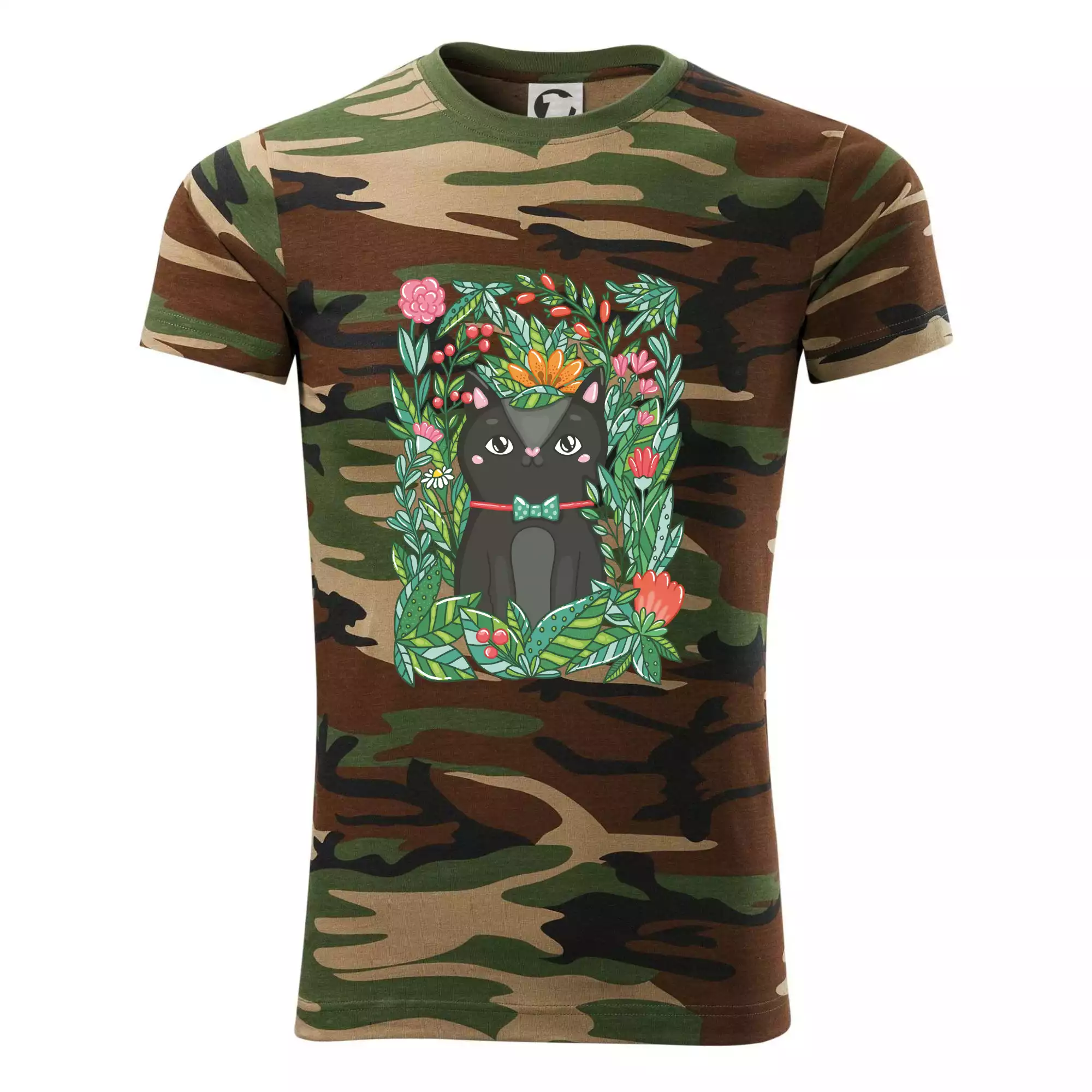 Kočka s květy malovaná