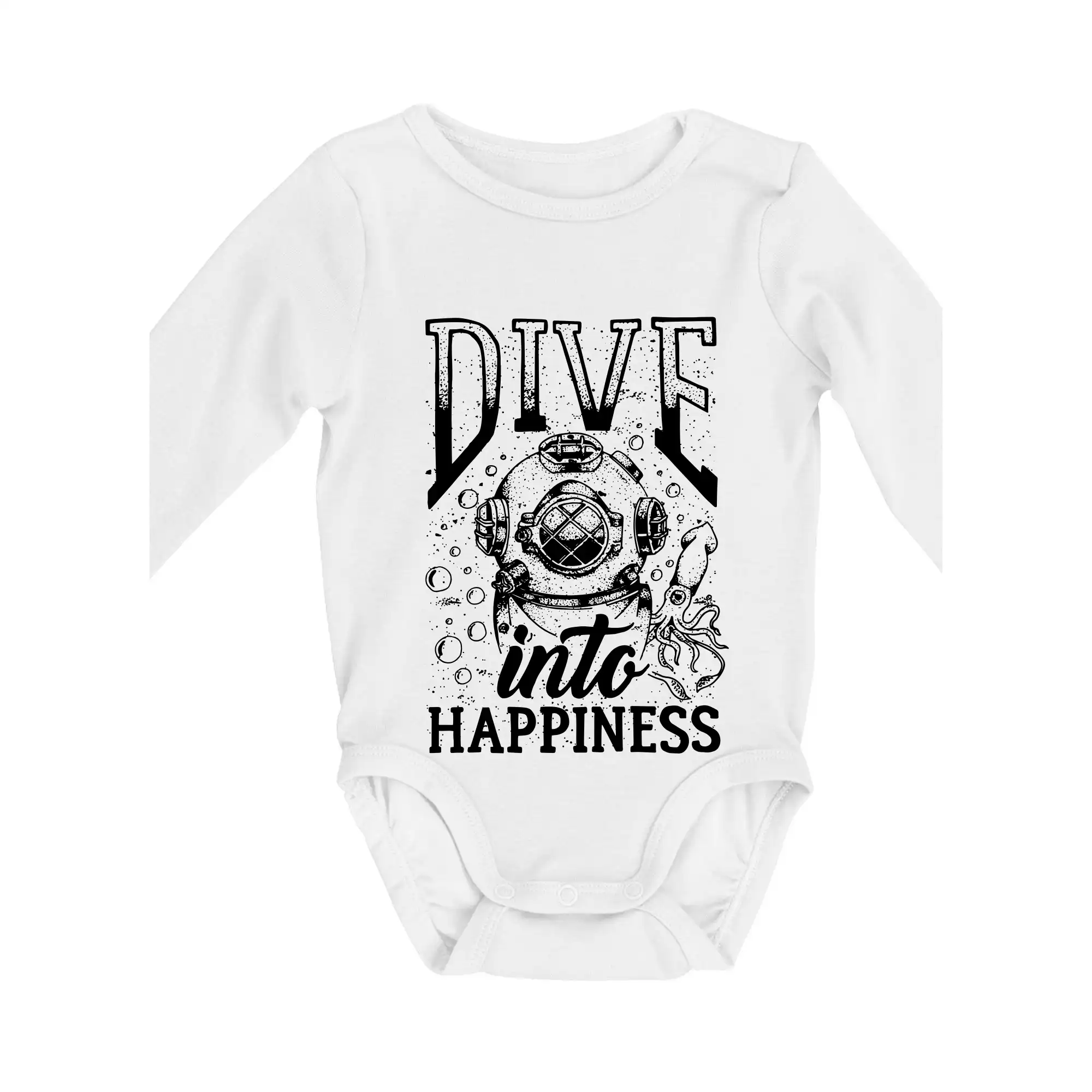Potápačské tričká - Dive into happinness - Body dojčenské s dlhým rukávom