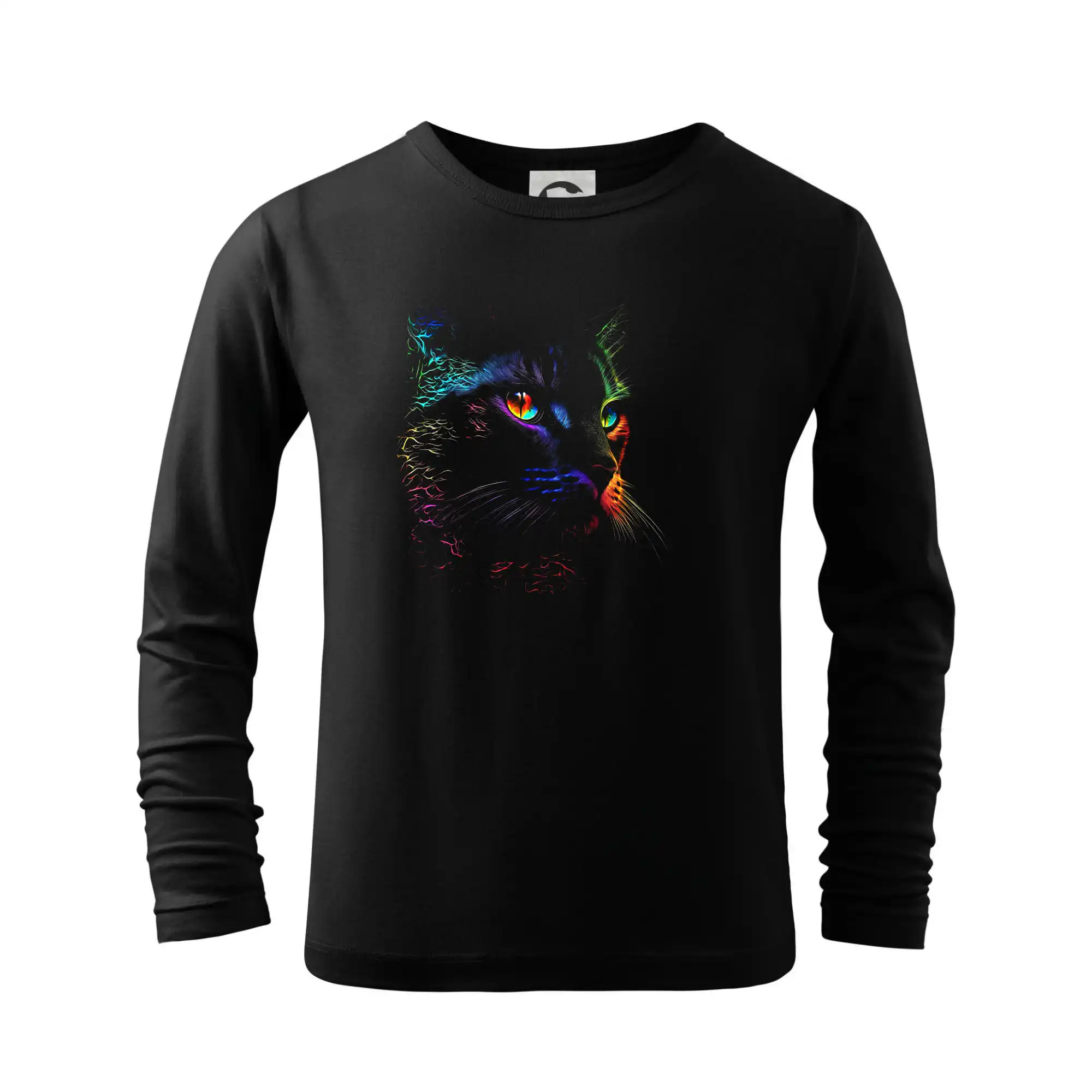 Vtipná tričká s mačkou - Duhová kočka vo tme - Tričko detské Long Sleeve