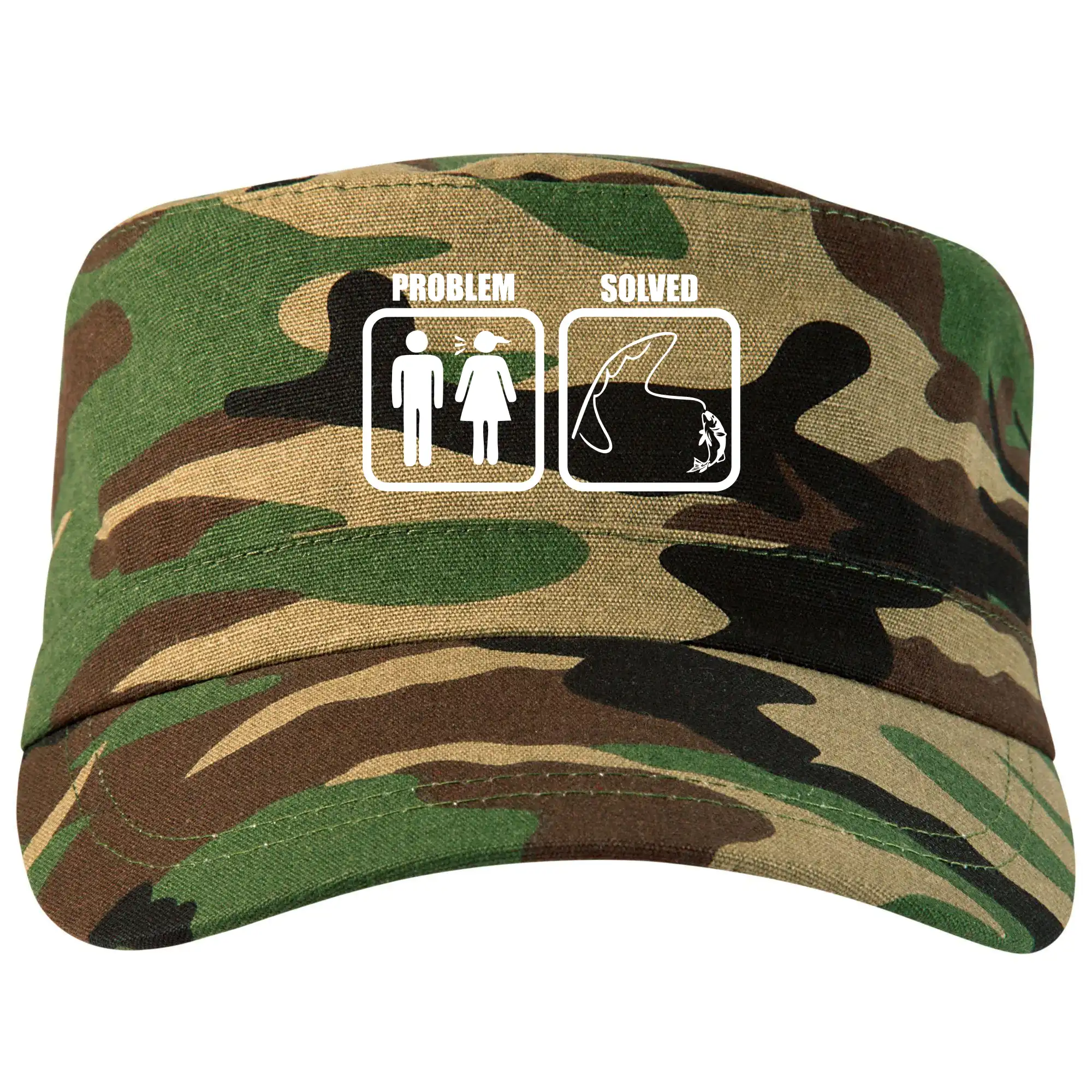 Tričká Problem Solved - Problém rybárčenie - Šiltovka CAMO