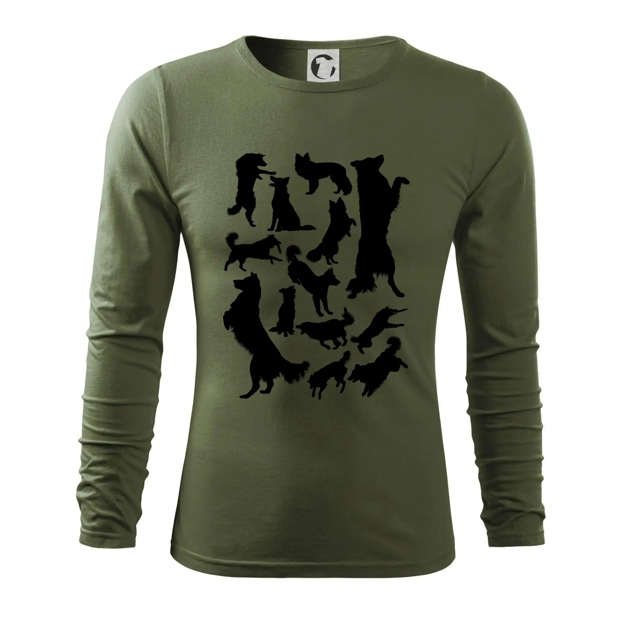 Border kólia na tričku - Border kólia siluety - Tričko s dlhým rukávom FIT-T long sleeve
