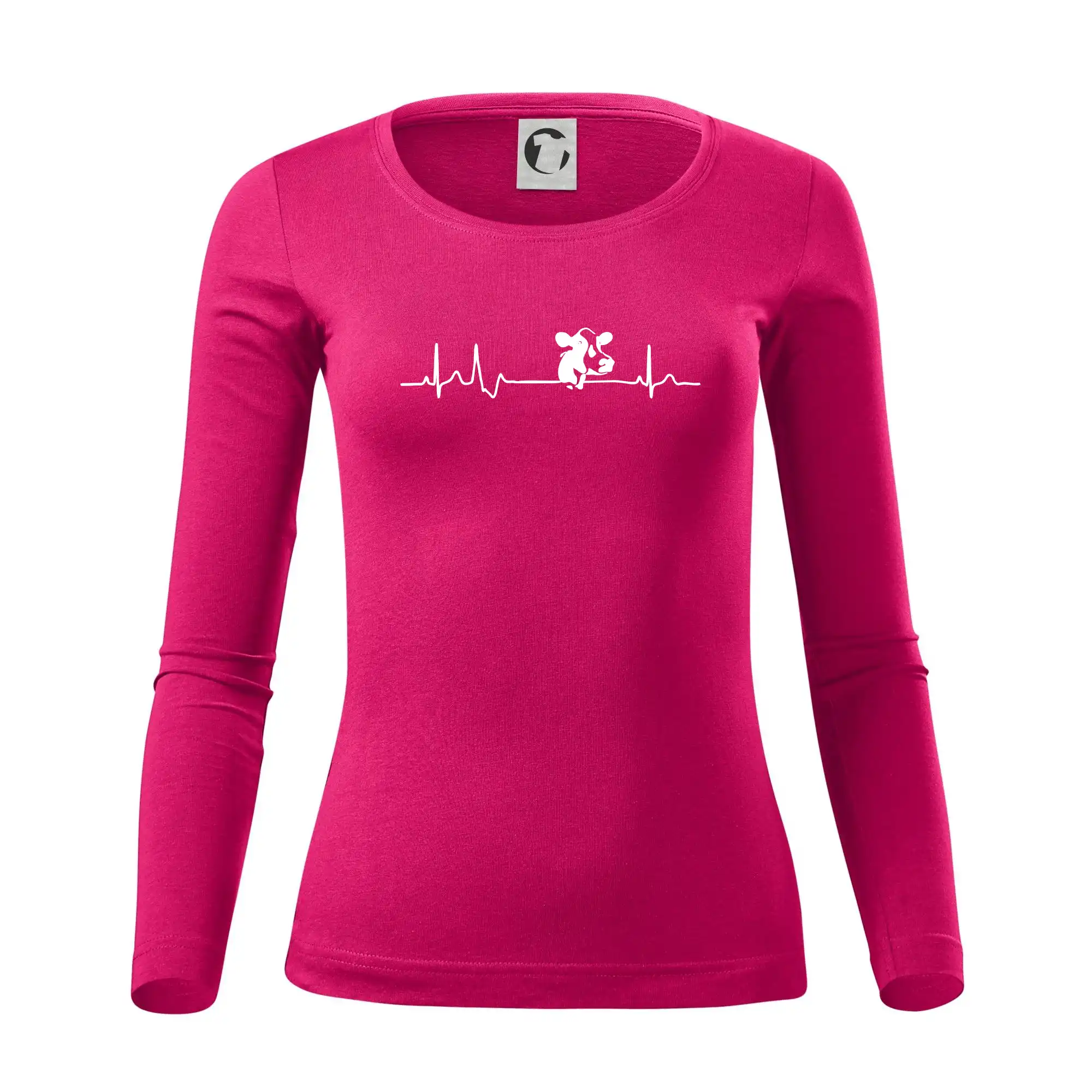Tričká s kravou - Krava EKG - Dámske tričko FIT-T LS - zužené