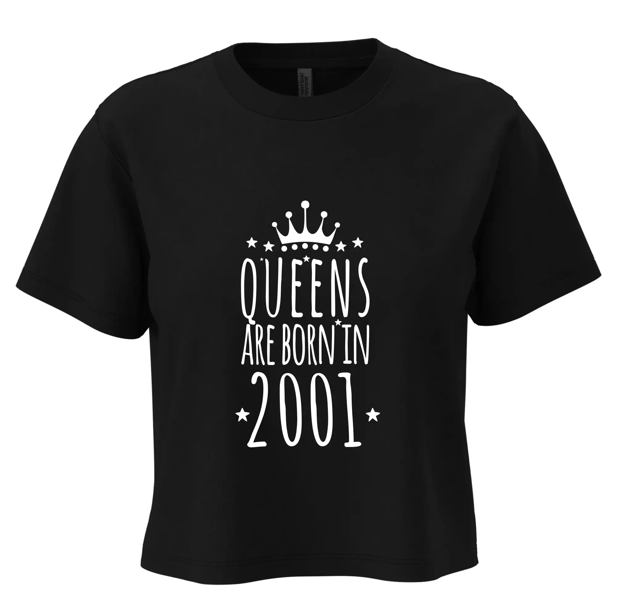 Trička s ročníkom 2001 - Queens are born in 2001 - Boxy cropped tričko OVERSIZE