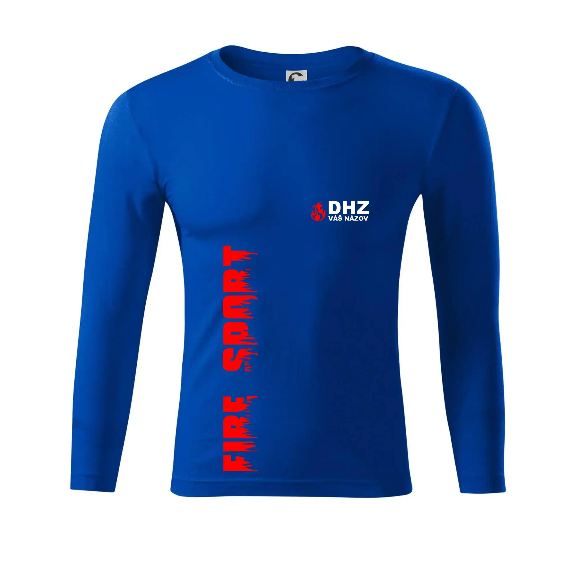Originálne tričká pre hasičov - DHZ (oheň, firesport, názov sboru - vlastný nápis) - Tričko Progress s dlhým rukávom