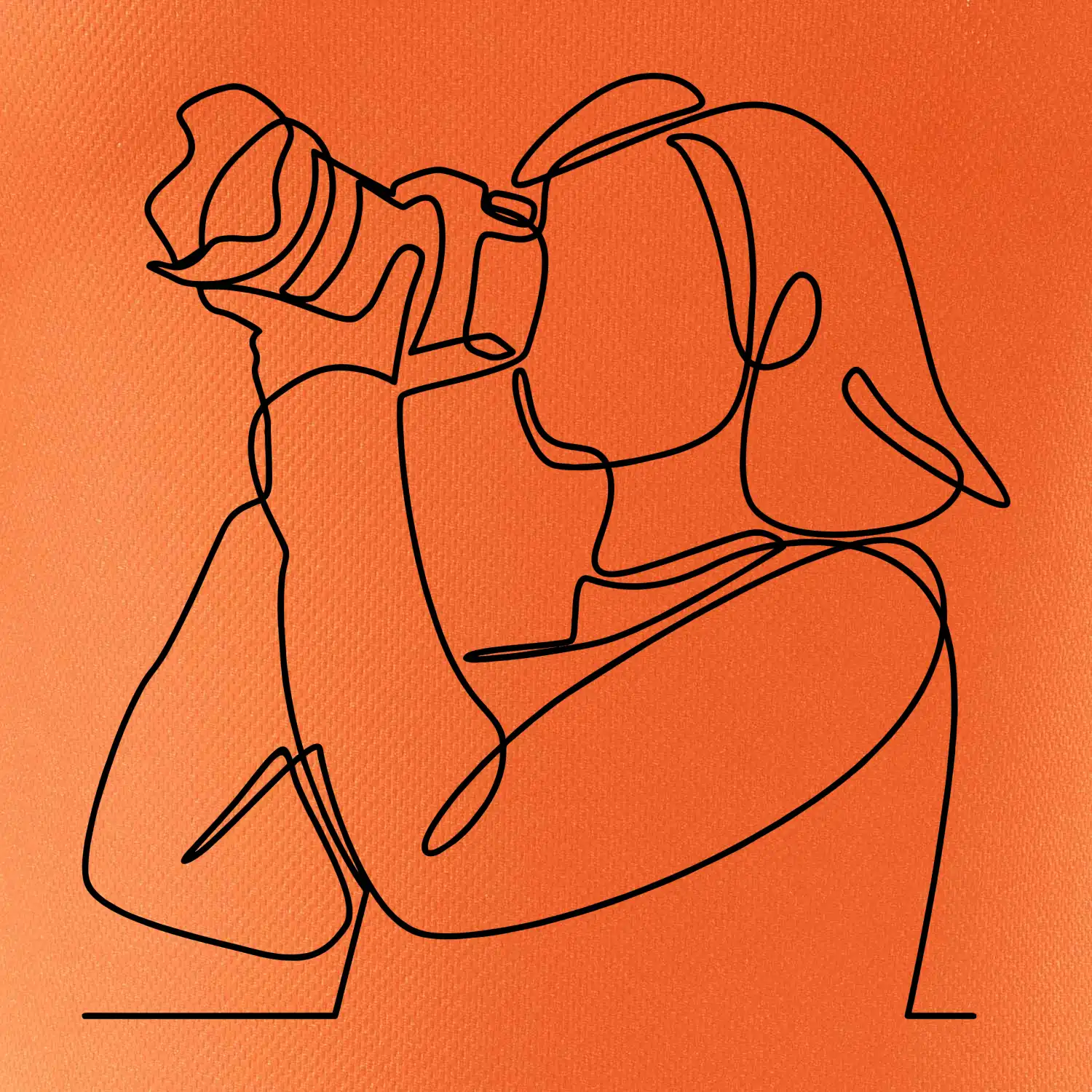 Fotografka stojící jedním tahem