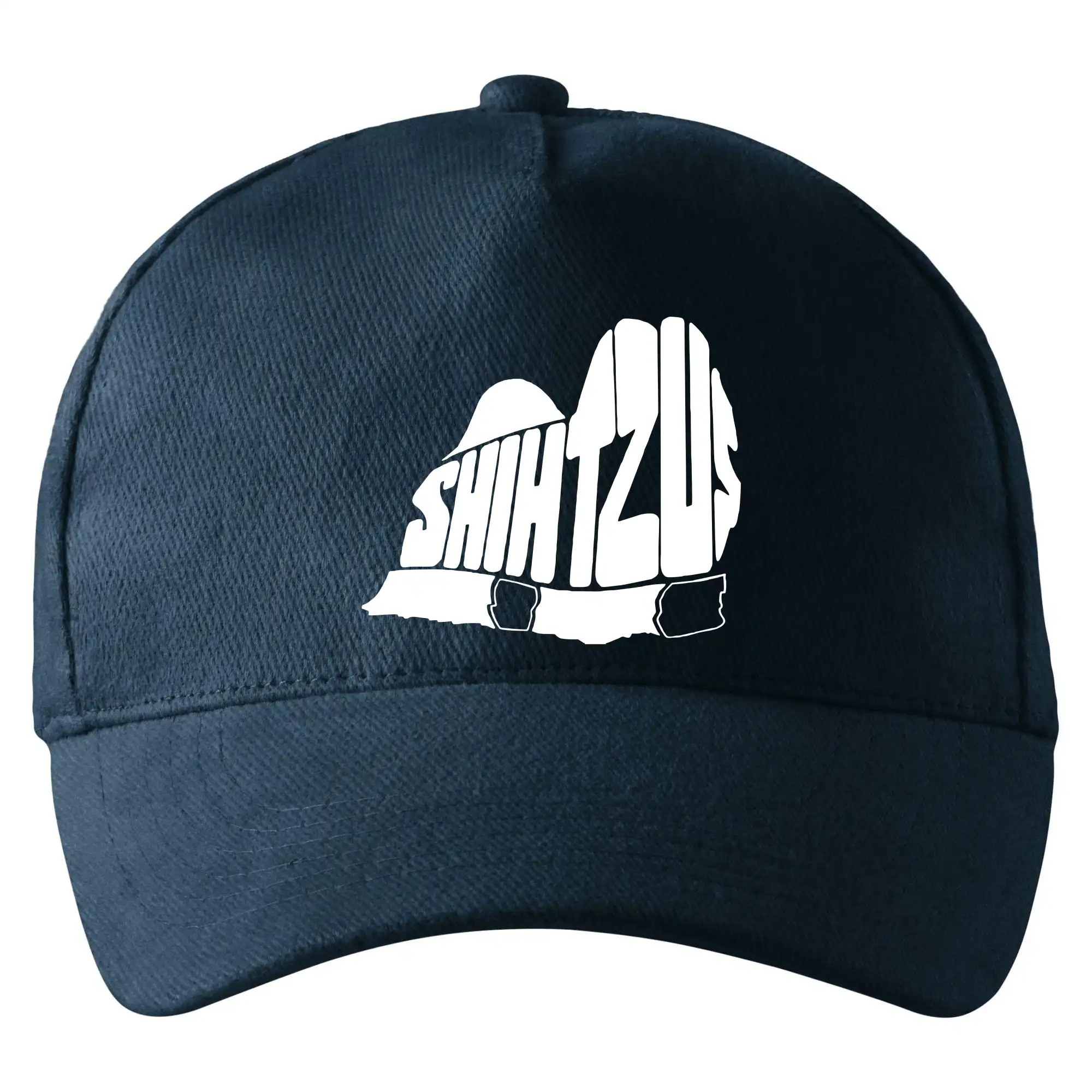Ši-tzu - Shih-tzu - nápis v tele - Šiltovka so zahnutým šiltom a mosaznou sponou