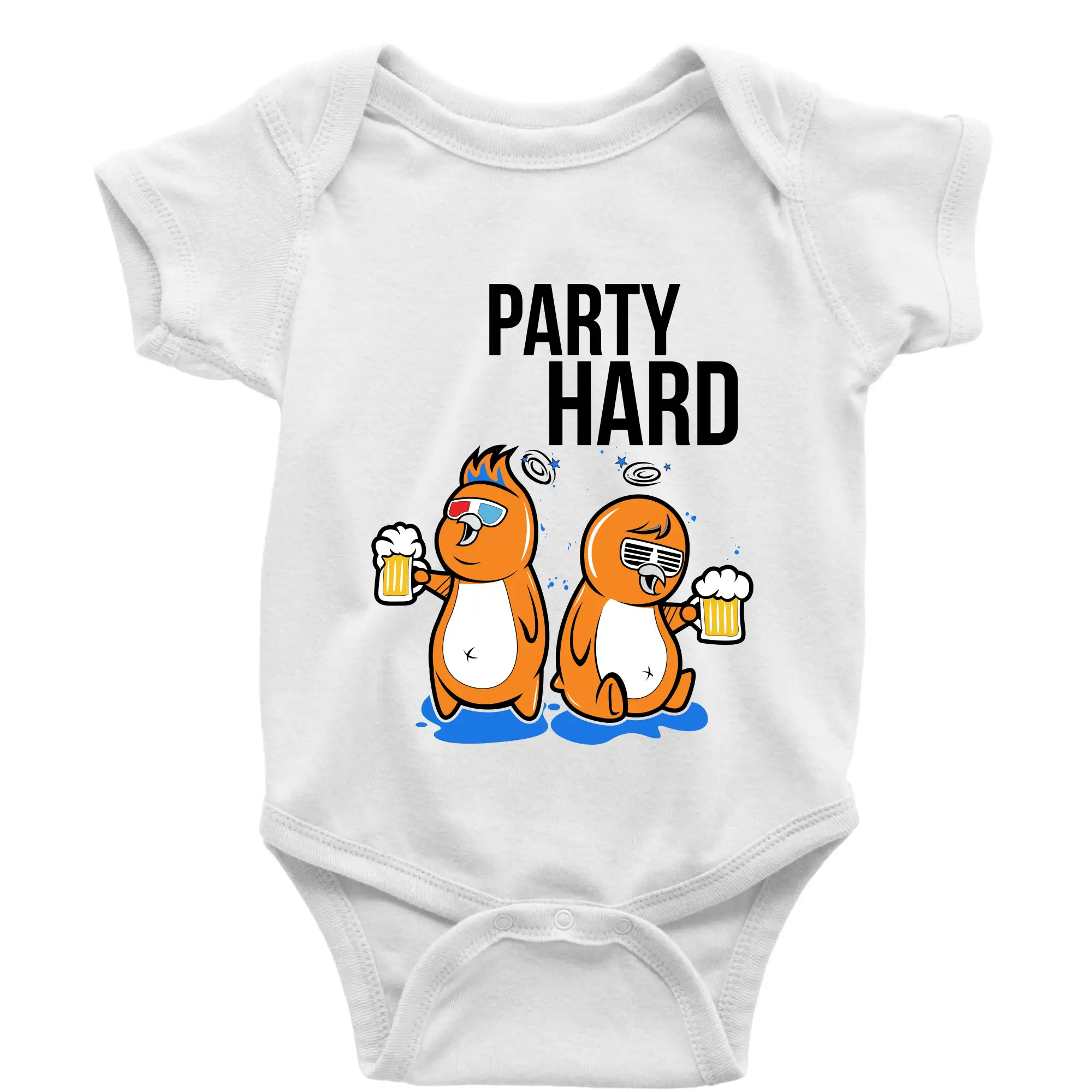 Tričká na párty - Party hard vtáky - Body dojčenské s krátkym rukávom