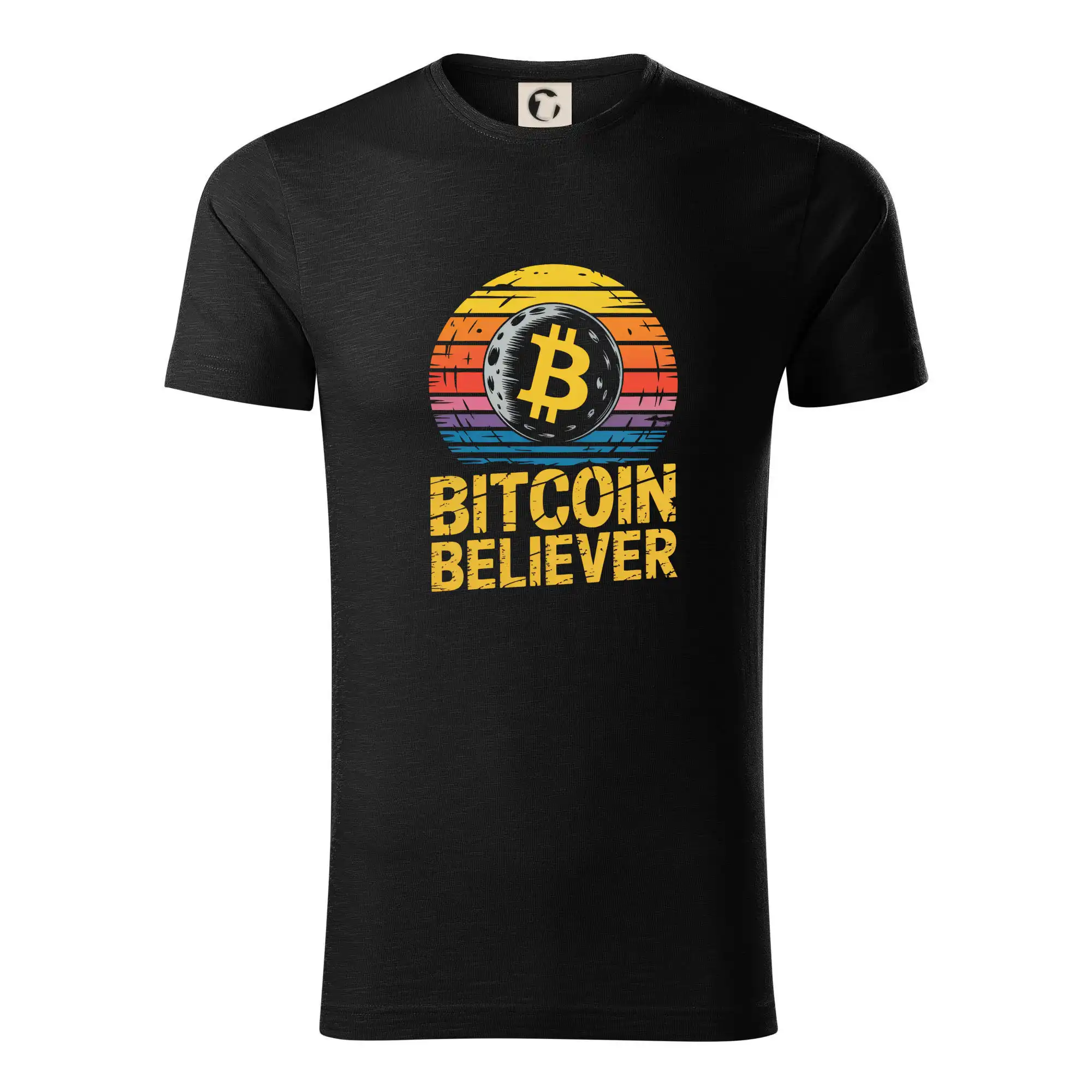 Bitcoin Believer Vintage retro sunset - Tričko z organickej bavlny