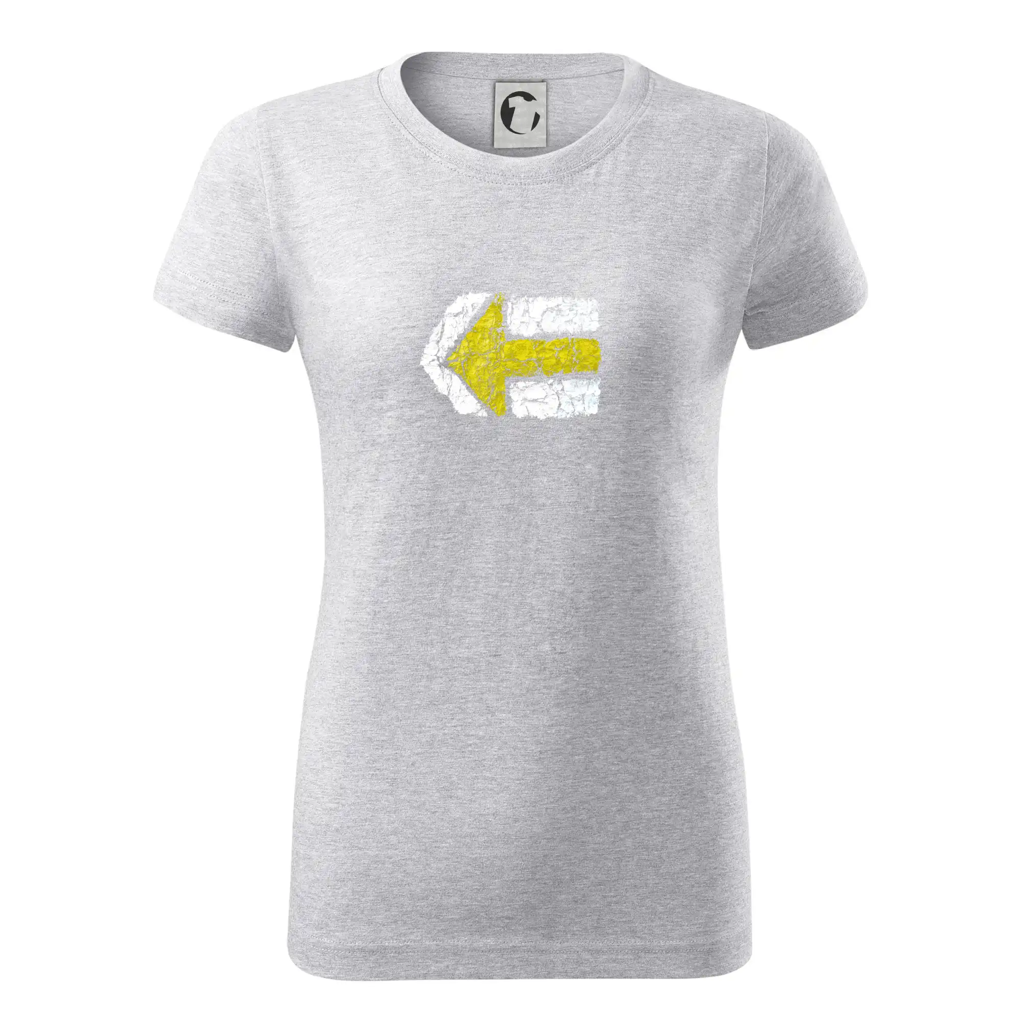 Trička na kempovanie - Párová turistická značka žlutá - Dámske tričko basic - ľahko voľnejšie a dlhšie