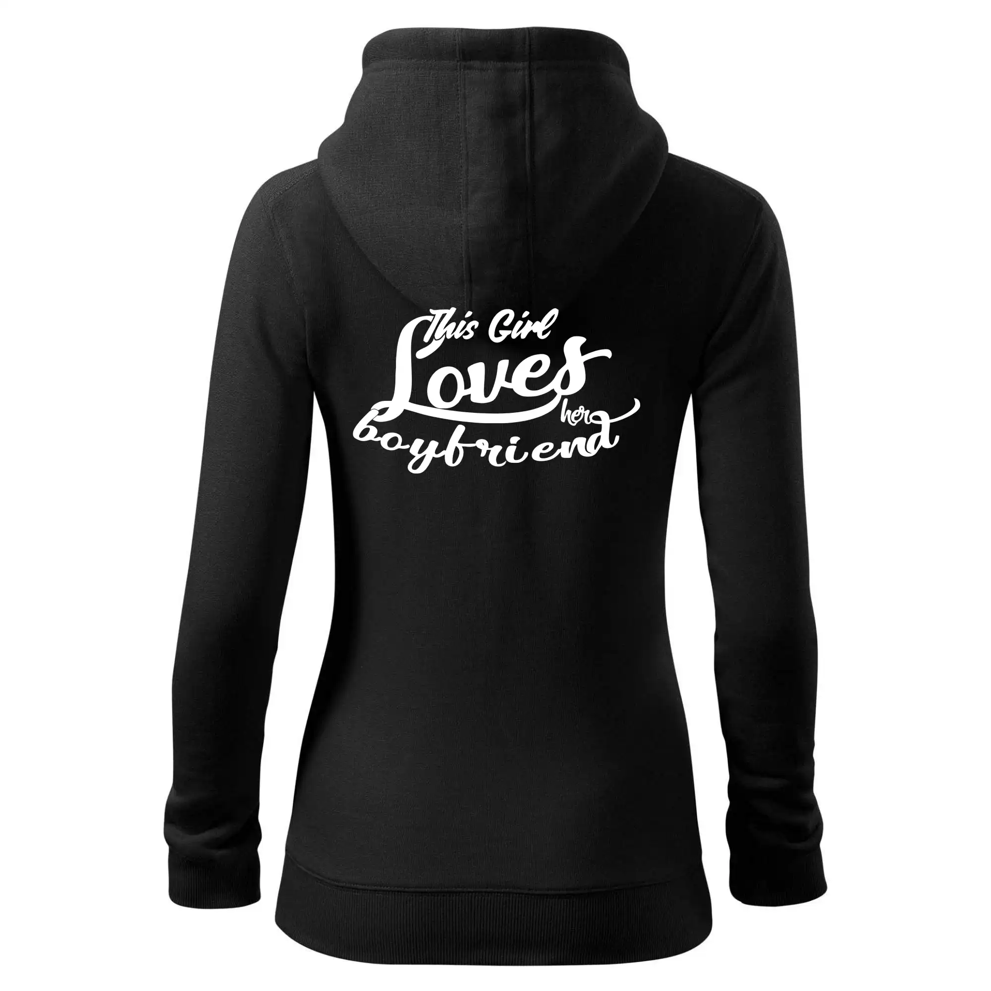 Tričká na párty - This Girl Loves her Boyfriend - Mikina dámska trendy zipper s kapucňou